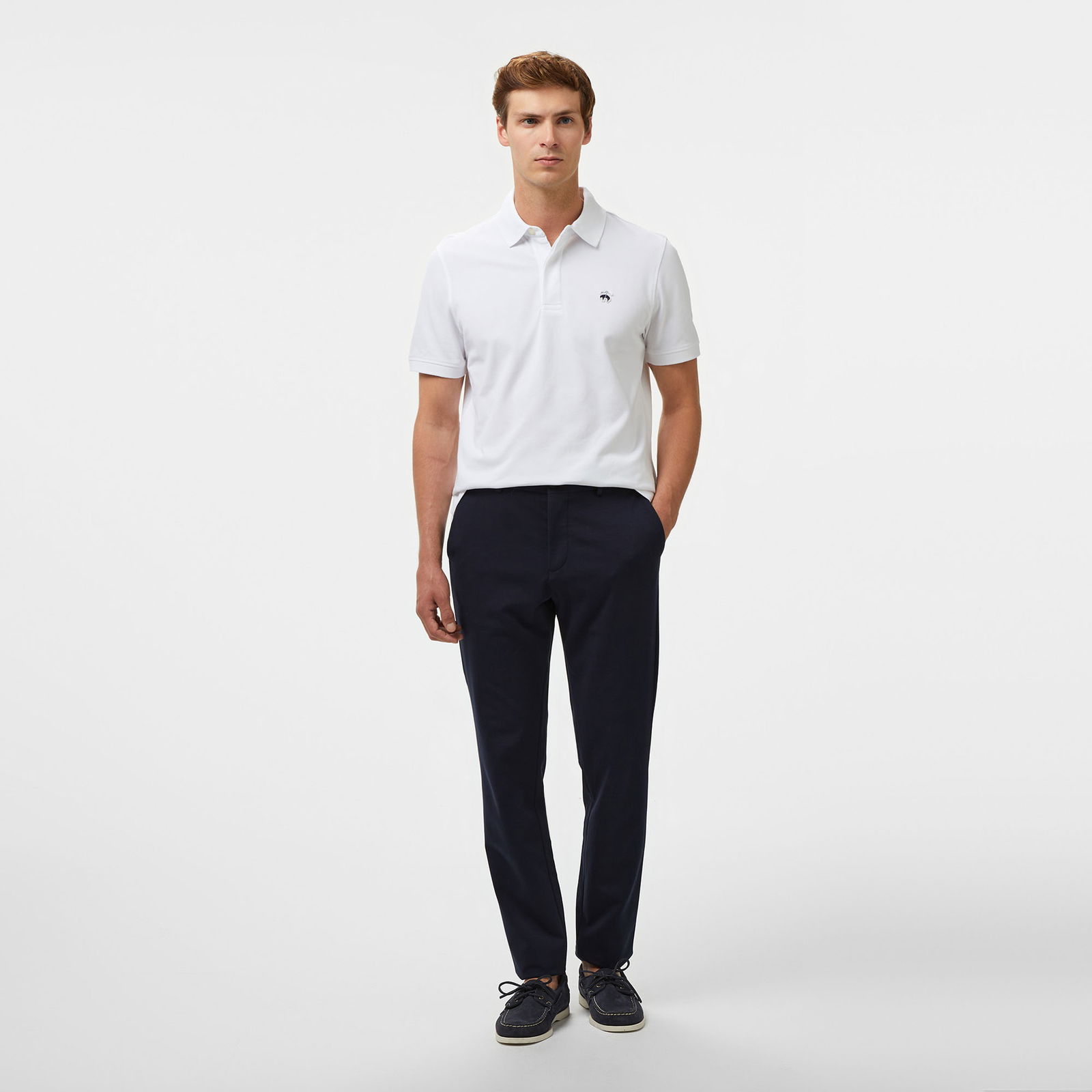 Brooks Brothers Yan Beli Lastikli Duble Paça Erkek Lacivert Pantolon