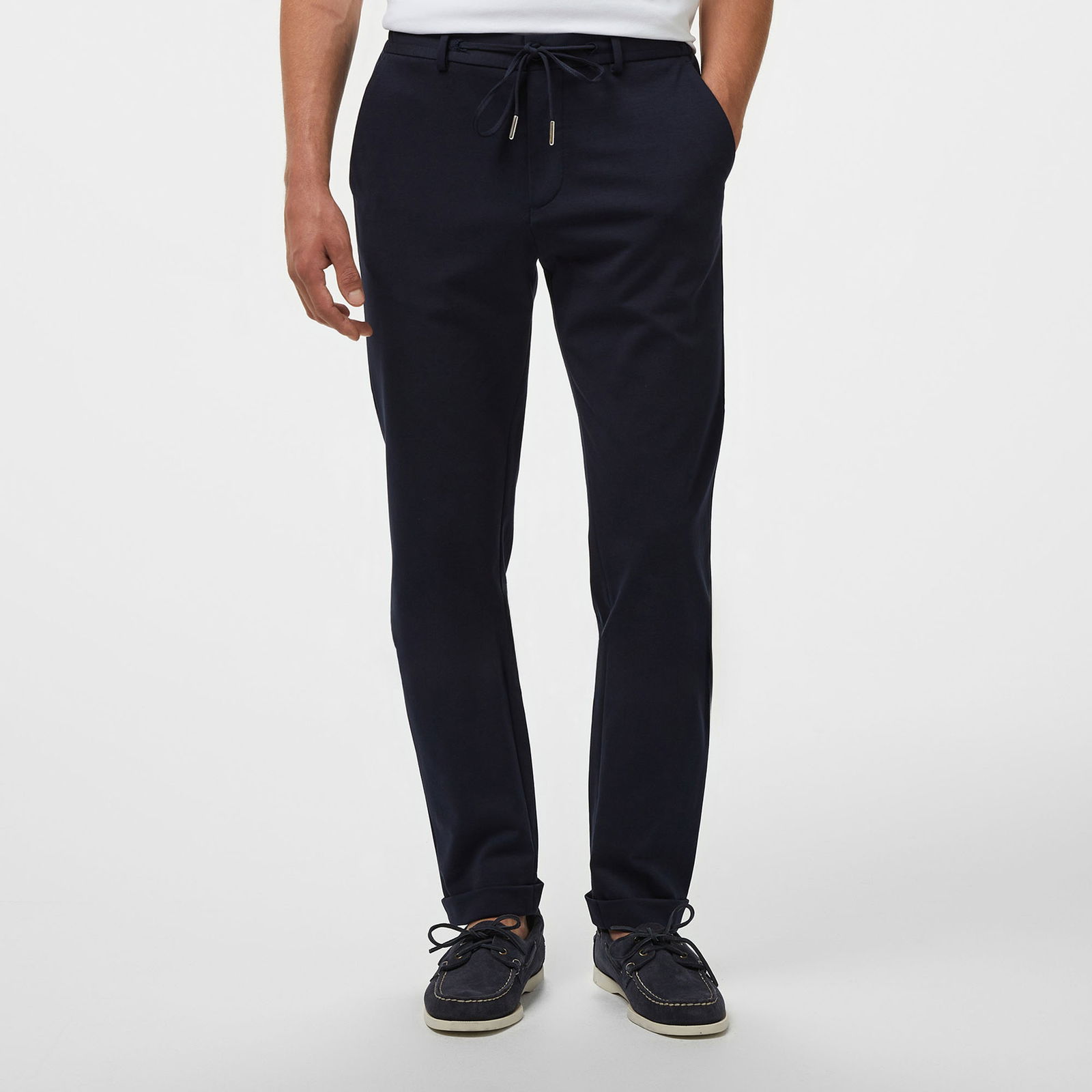 Brooks Brothers Yan Beli Lastikli Duble Paça Erkek Lacivert Pantolon