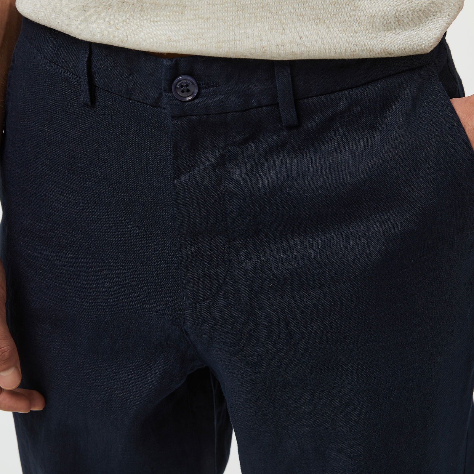 Brooks Brothers %100 Keten Klasik Erkek Lacivert Pantolon