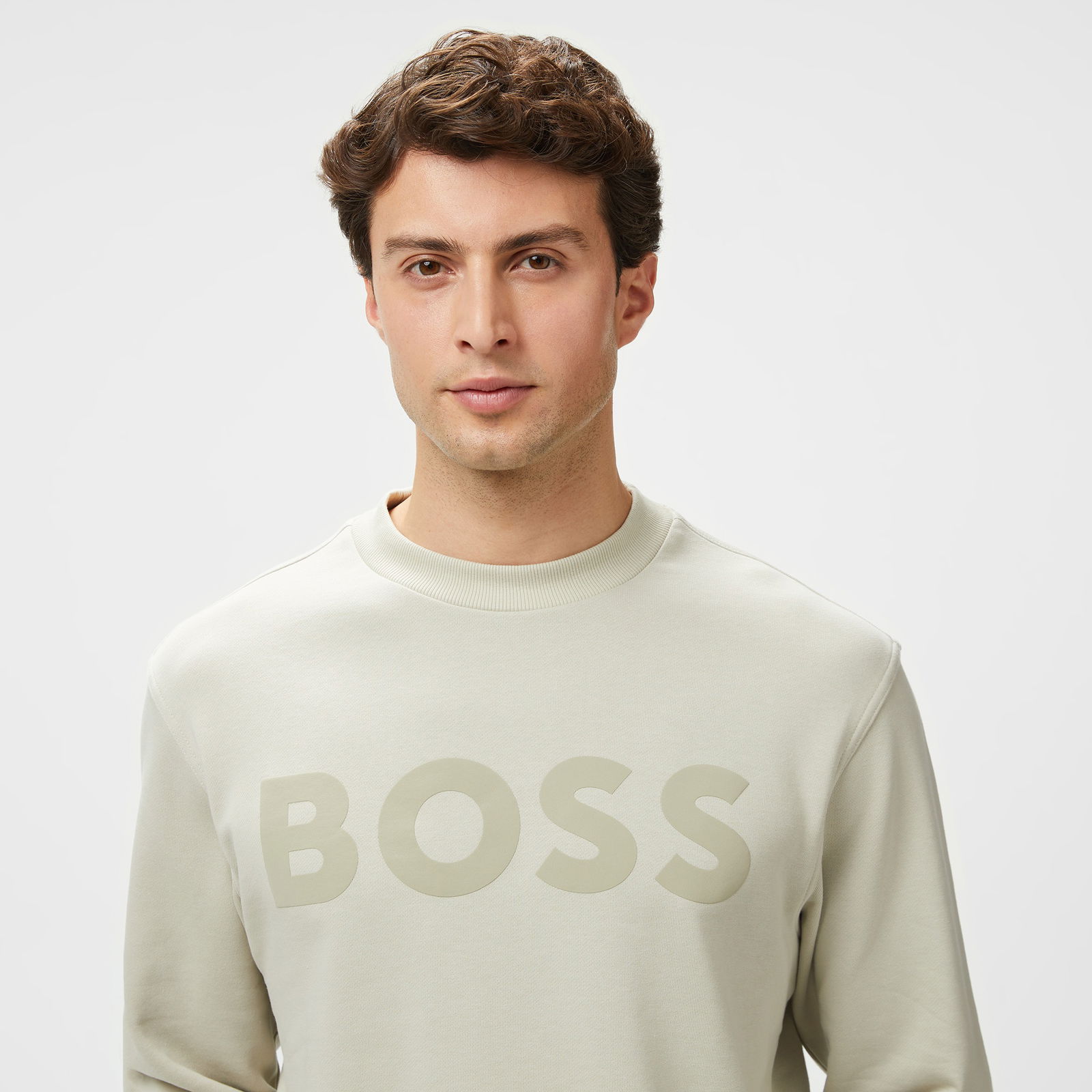 Boss Webasiccrew Erkek Bej Sweatshirt