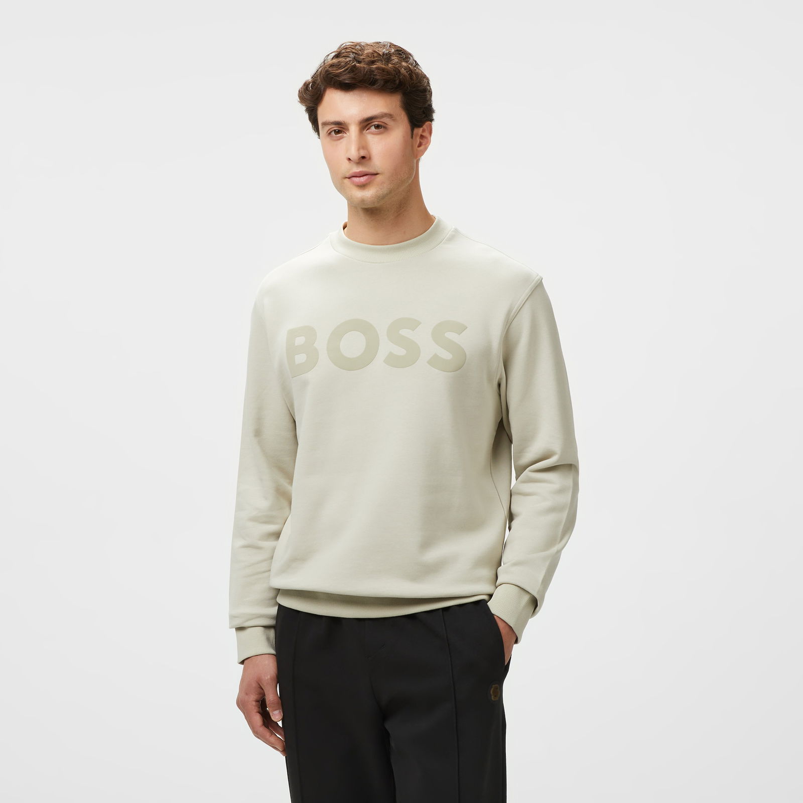 Boss Webasiccrew Erkek Bej Sweatshirt