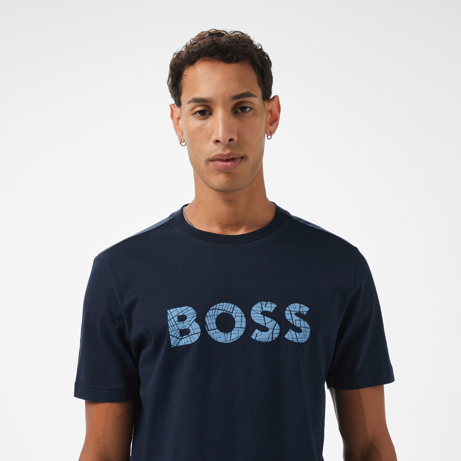 Boss Te Logotexture Erkek Mavi T-Shirt