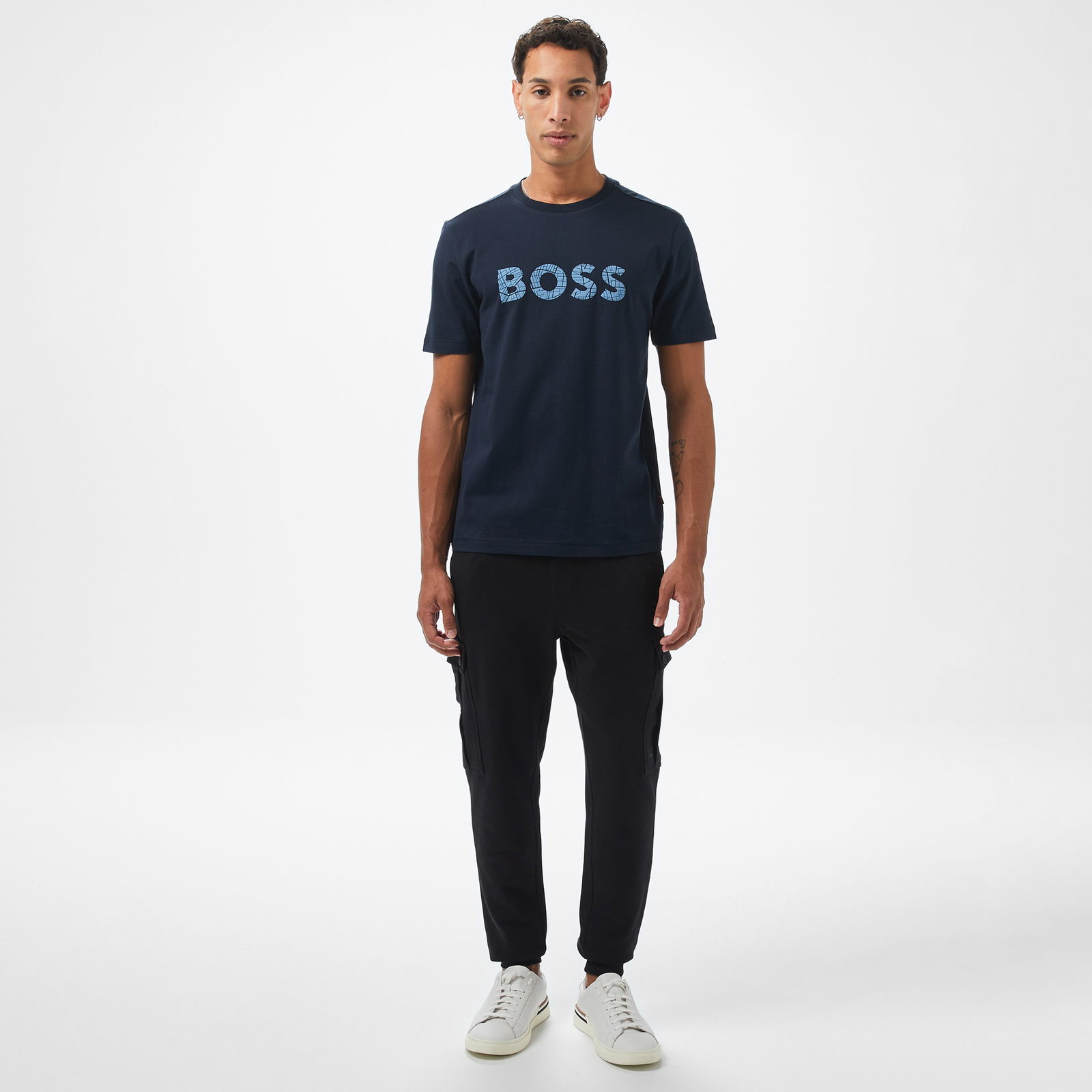 Boss Te Logotexture Erkek Mavi T-Shirt