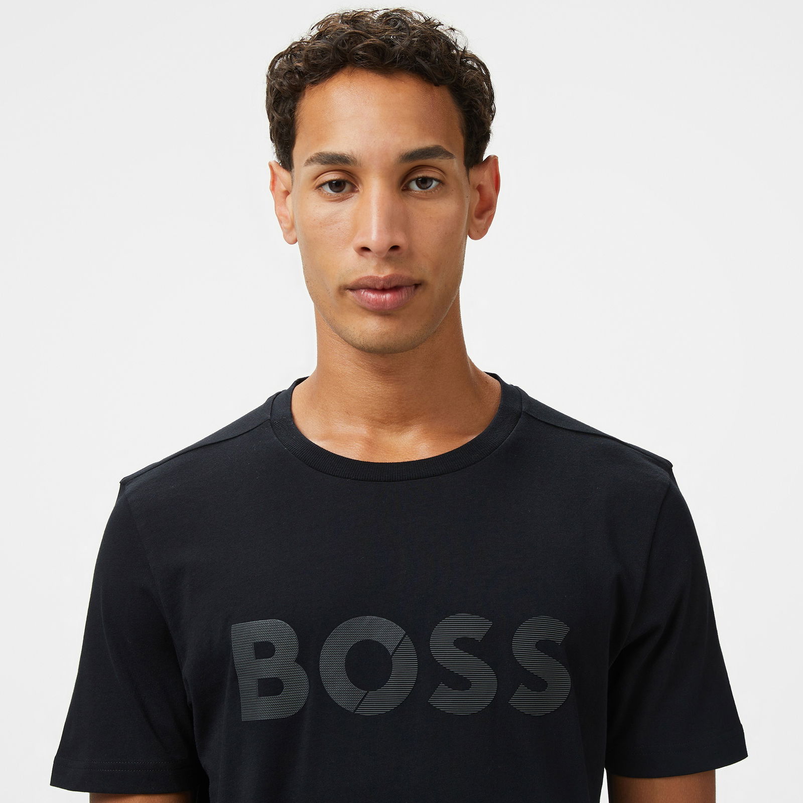 Boss Tee Tape Logo Erkek Siyah T-Shirt