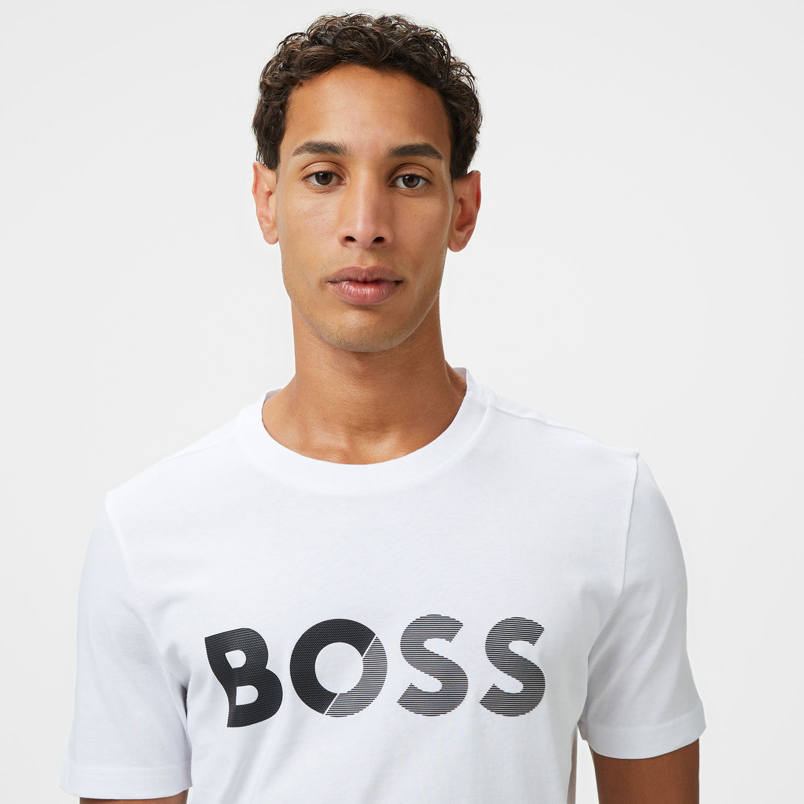 Boss Tee Tape Logo Erkek Beyaz T-Shirt
