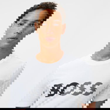 Boss Tee Tape Logo Erkek Beyaz T-Shirt