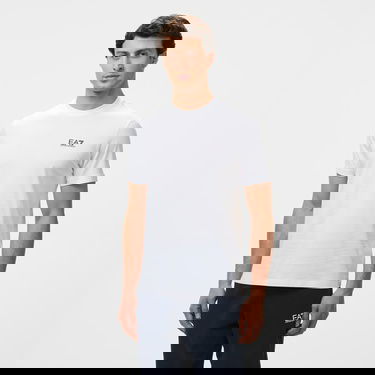  EA7 Erkek Beyaz Bisiklet Yaka T-Shirt