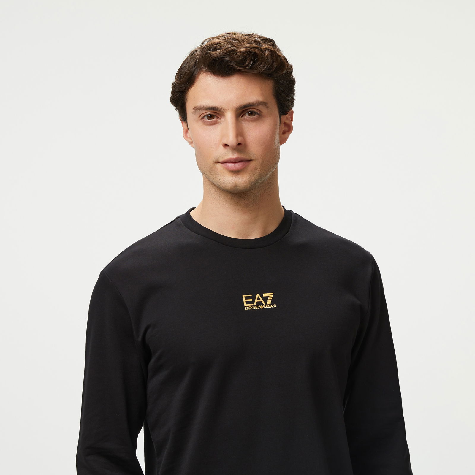 EA7 Erkek Siyah Bisiklet Yaka Sweatshirt