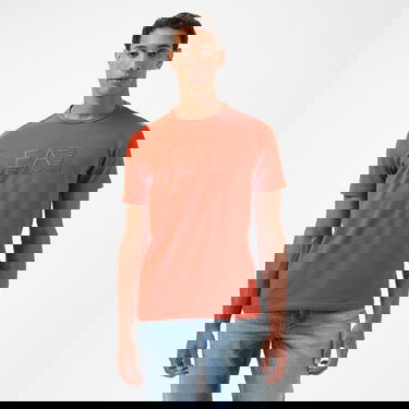  EA7 Erkek Turuncu Bisiklet Yaka T-Shirt
