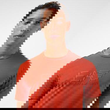  EA7 Erkek Turuncu Bisiklet Yaka T-Shirt