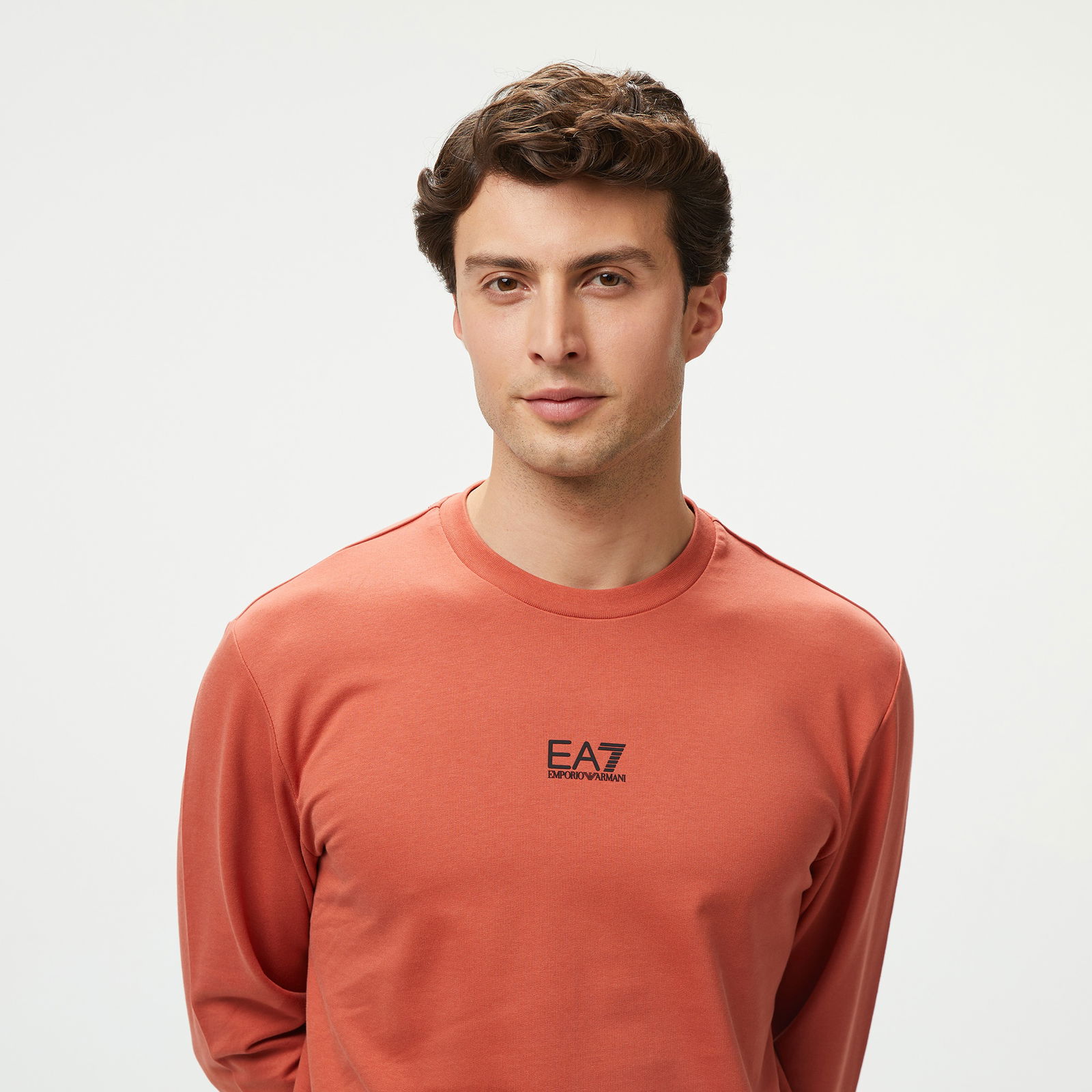 EA7 Erkek Turuncu Bisiklet Yaka Sweatshirt