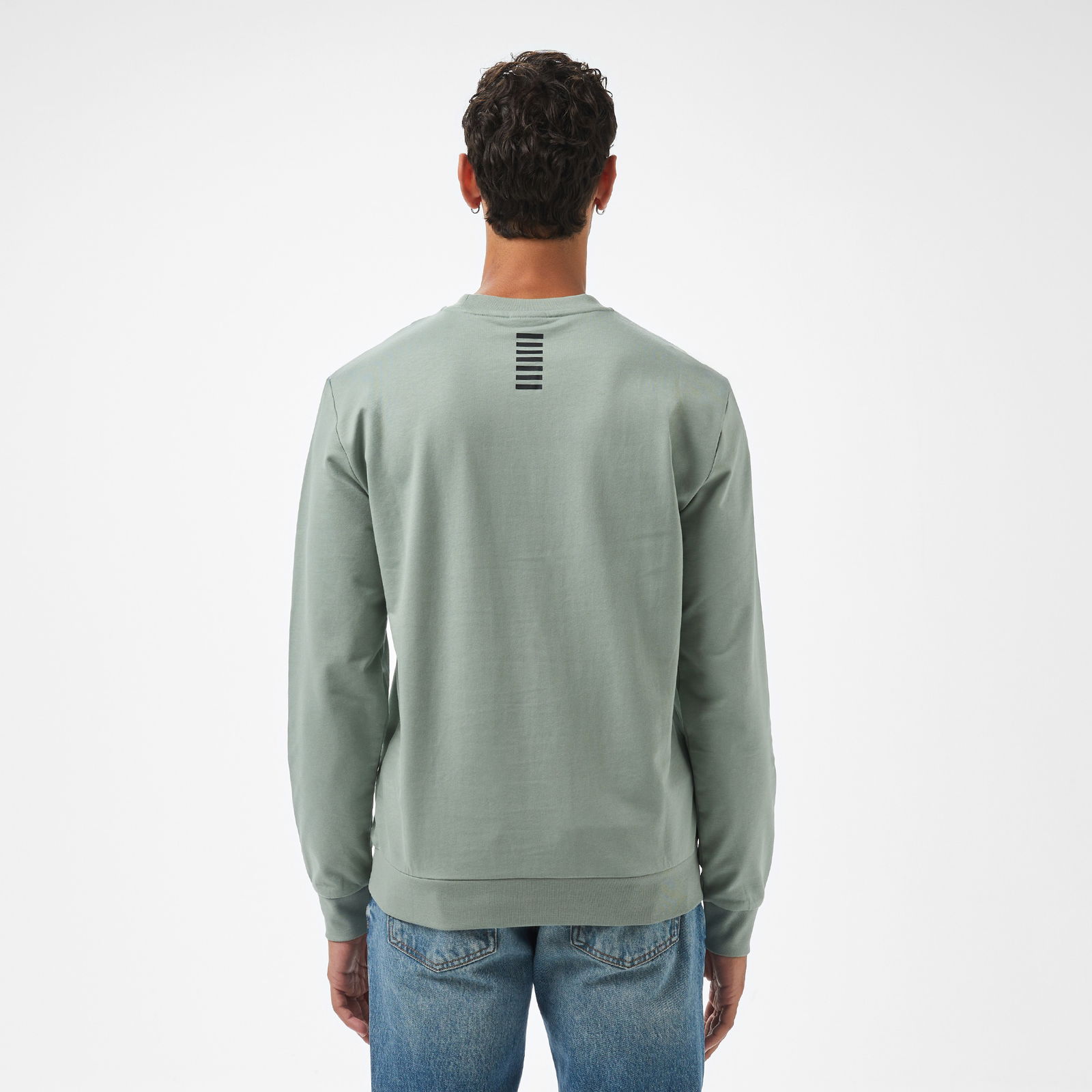 EA7 Erkek Yeşil Bisiklet Yaka Sweatshirt