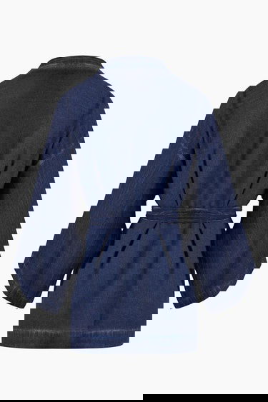  İKİKIZ Keten Navy Kısa Kimono Kadın Renkli