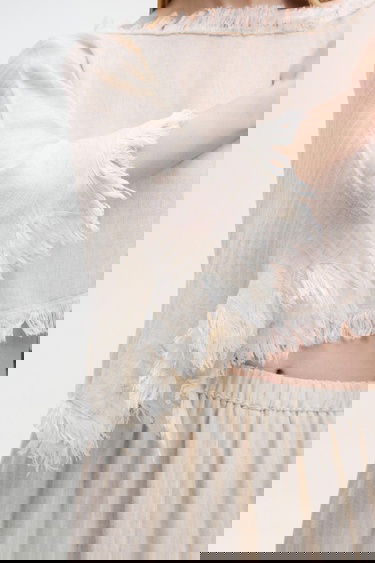  İKİKIZ Crop Bluz Kadın Naturel