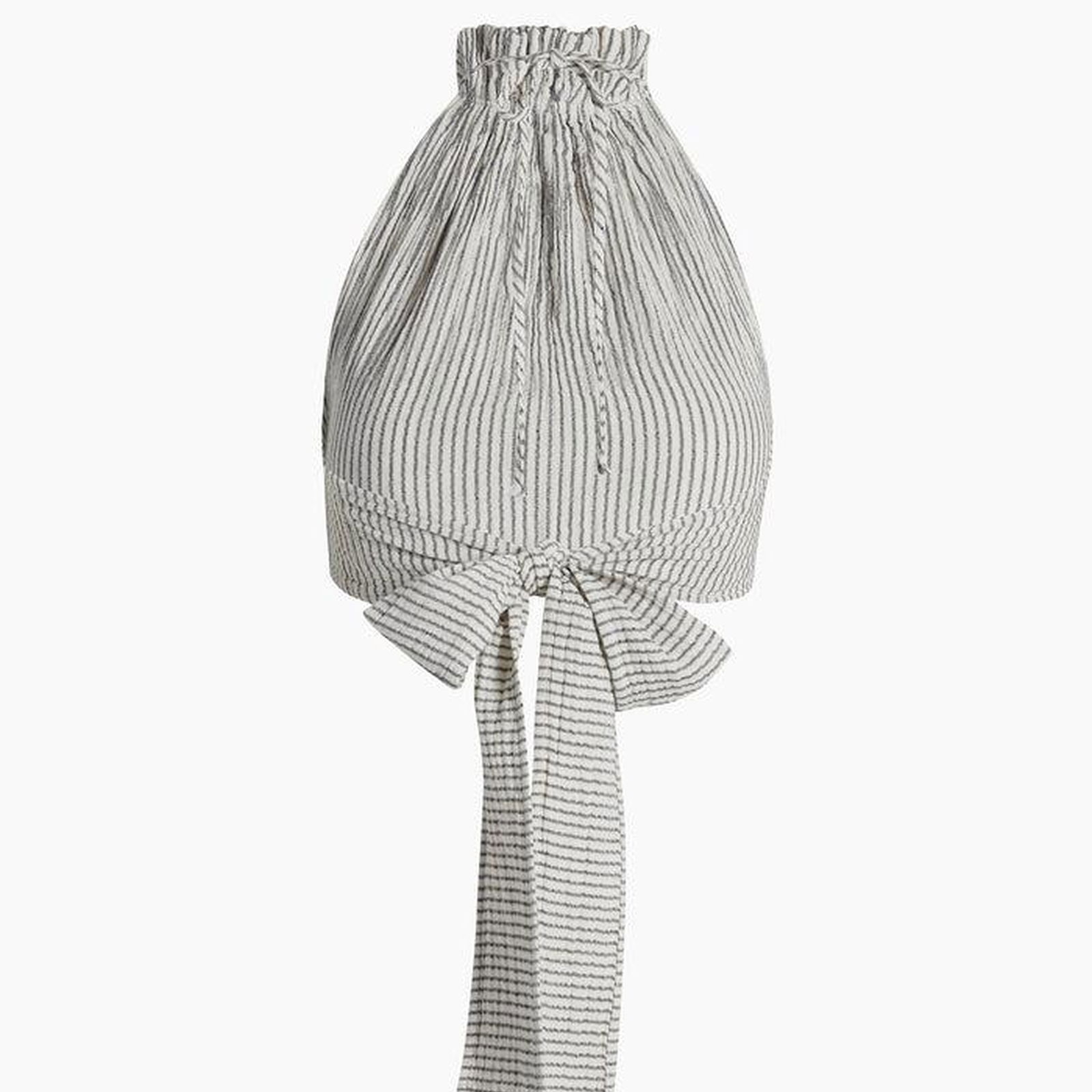İKİKIZ Crinkle Çizgili Halter Yaka Bluz Kadın Renkli