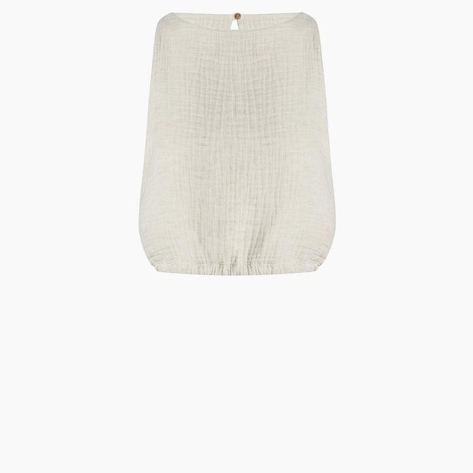 İKİKIZ Crinkle Linen Kolsuz Crop Top Kadın Naturel