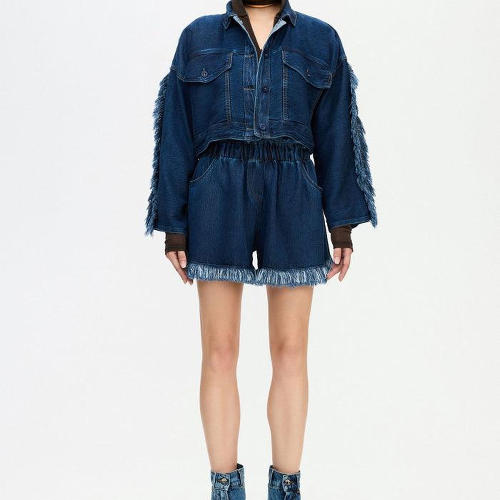 İKİKIZ  Denim Şort Kadın Mavi