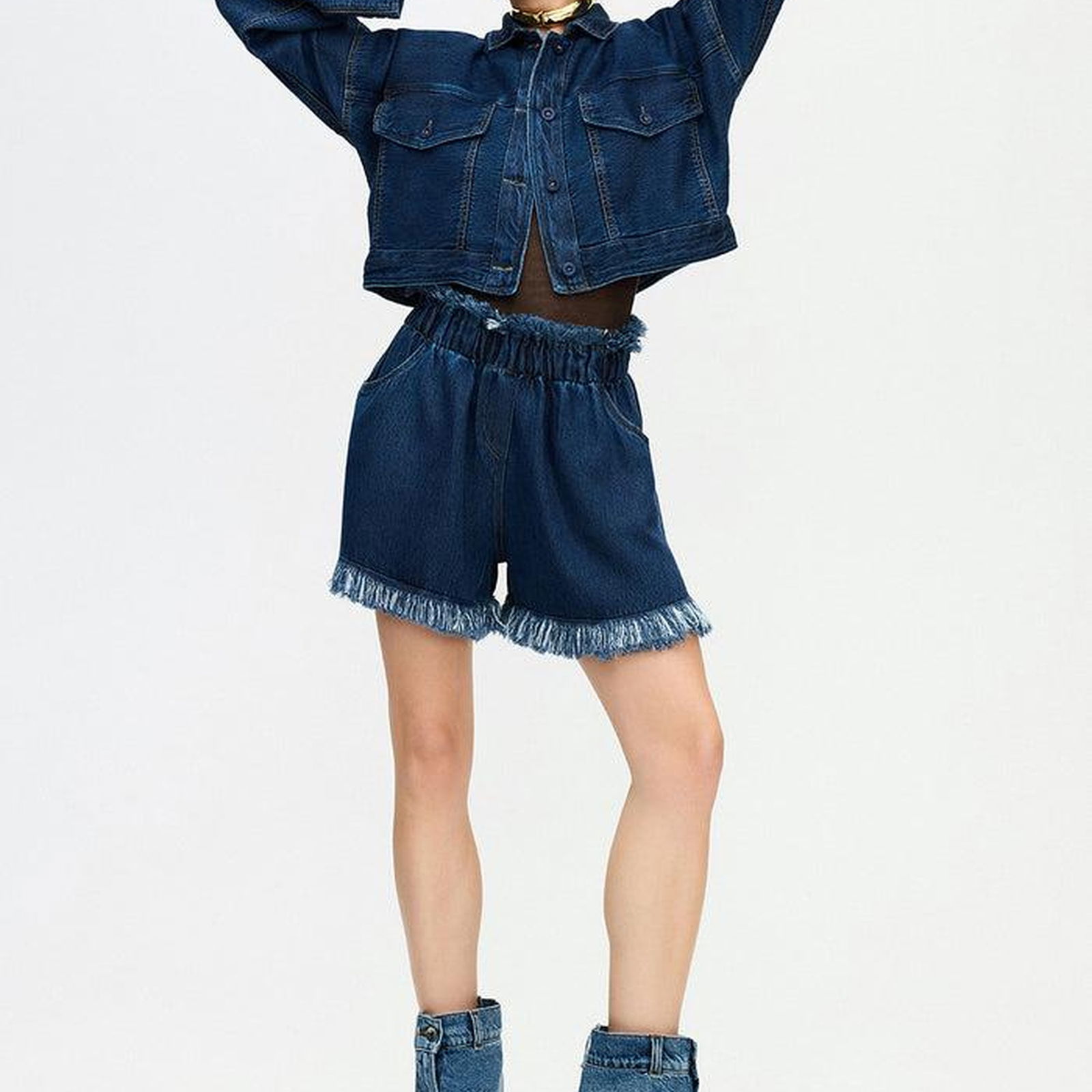 İKİKIZ  Denim Şort Kadın Mavi