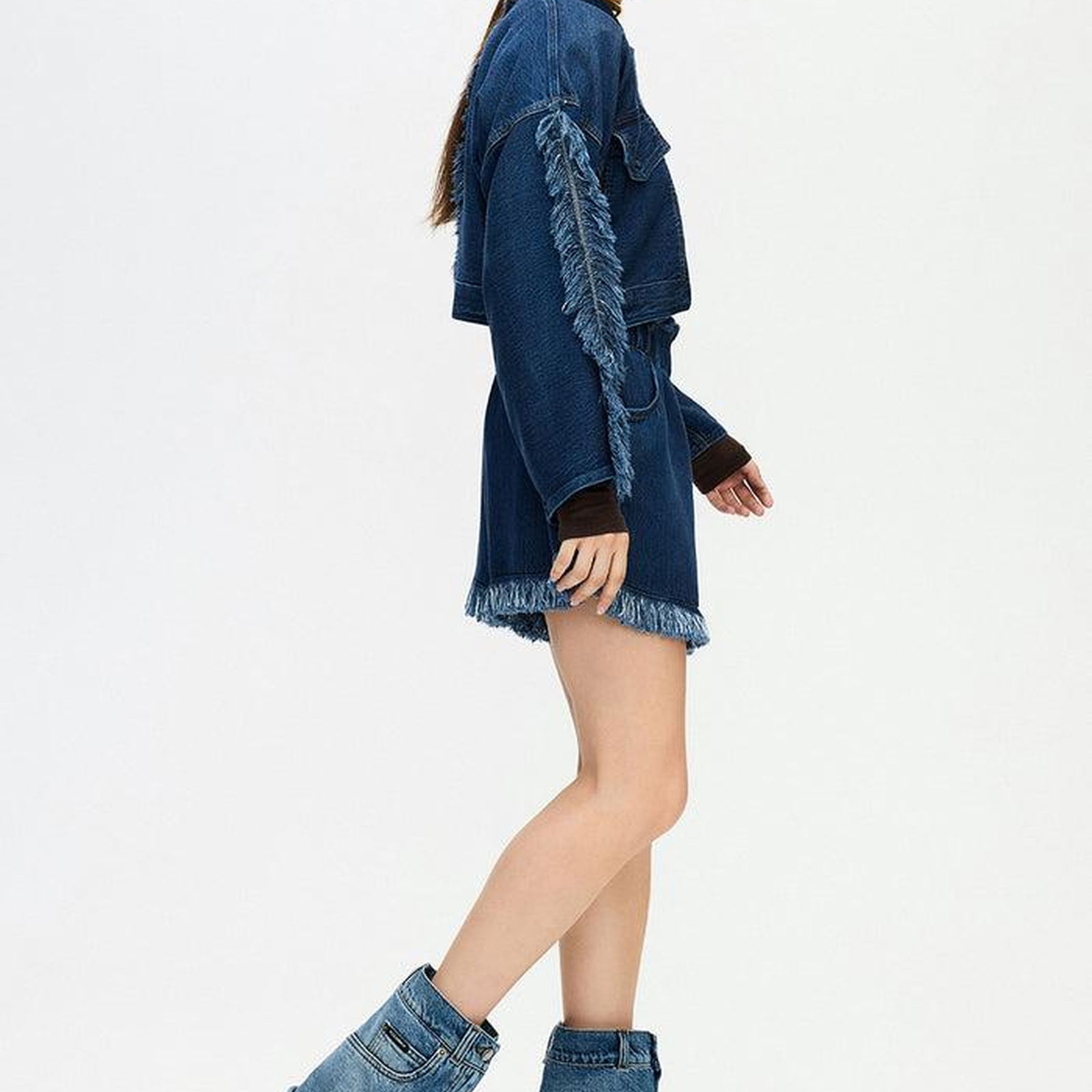 İKİKIZ  Denim Şort Kadın Mavi