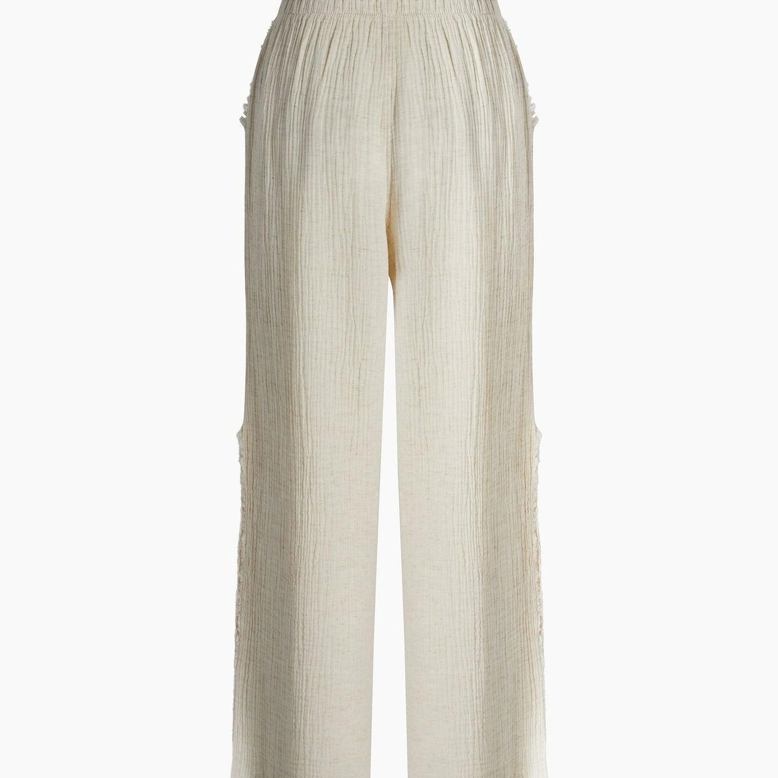 İKİKIZ Crinkle Yırtmaçlı Pantolon Kadın Naturel
