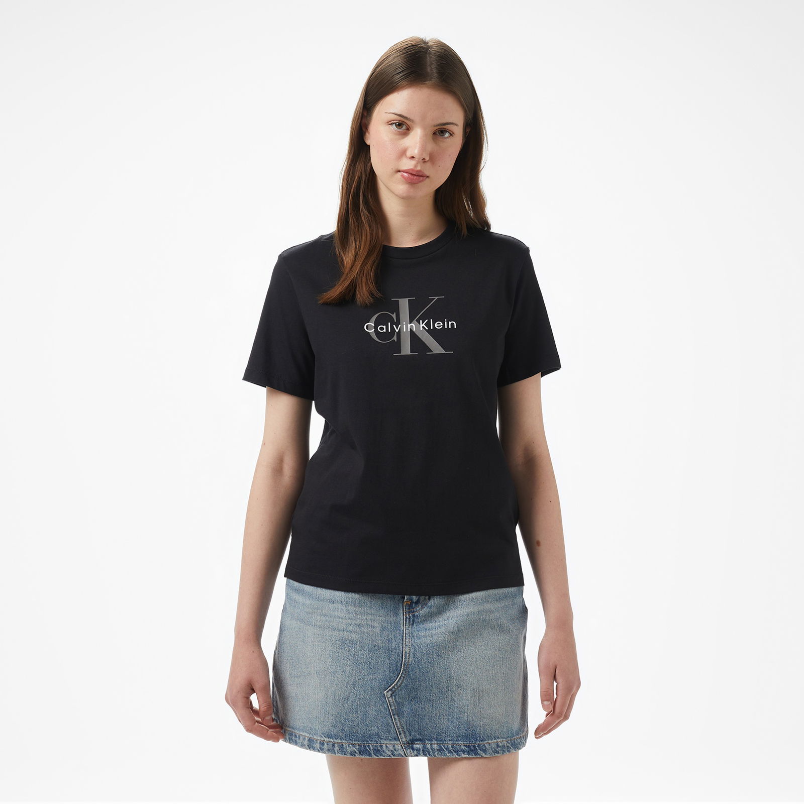Calvin Klein Hero Ss Classic Monologo Cn Tee Kadın Siyah T-Shirt