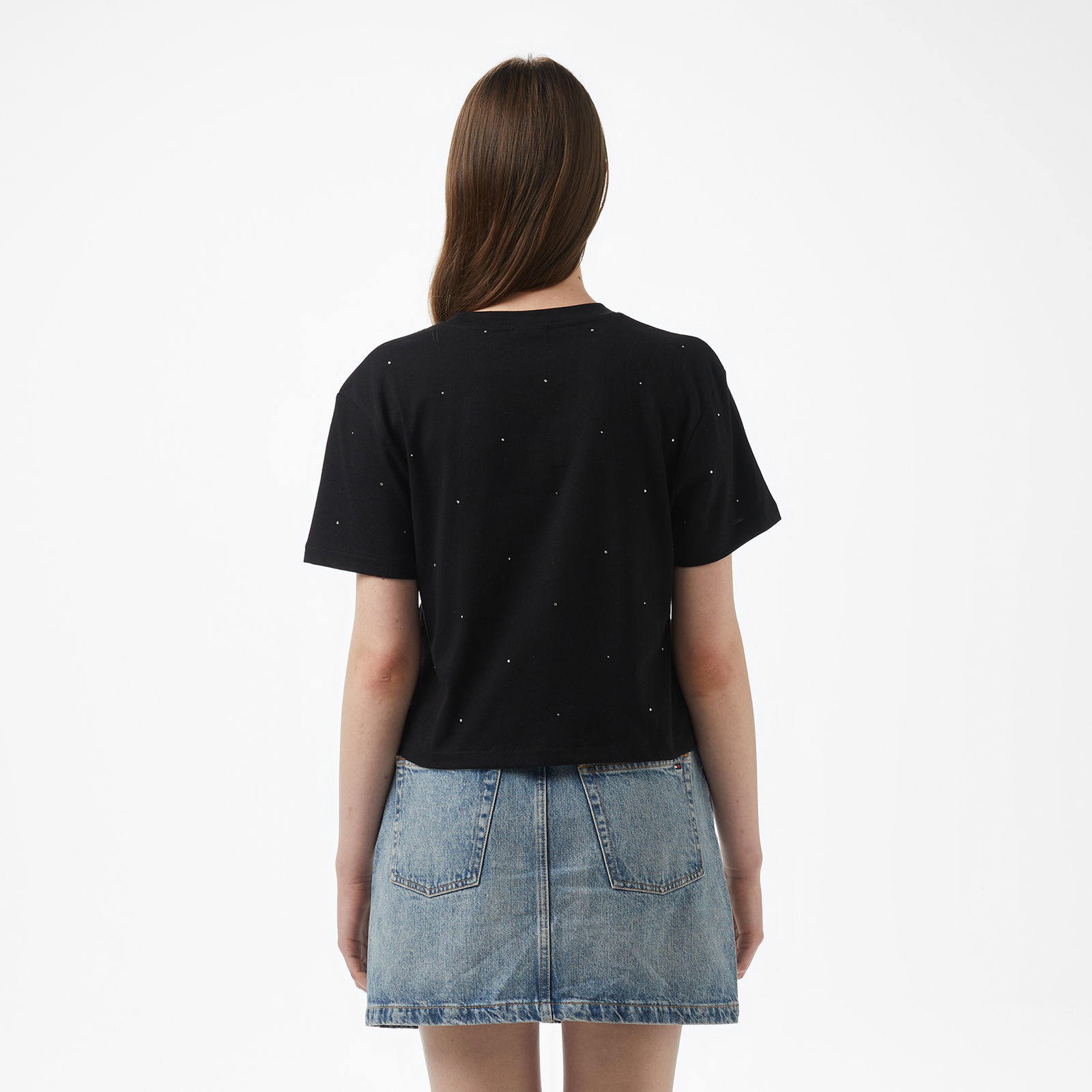 Guess Primula Rhinestones  Kadın Siyah T-Shirt