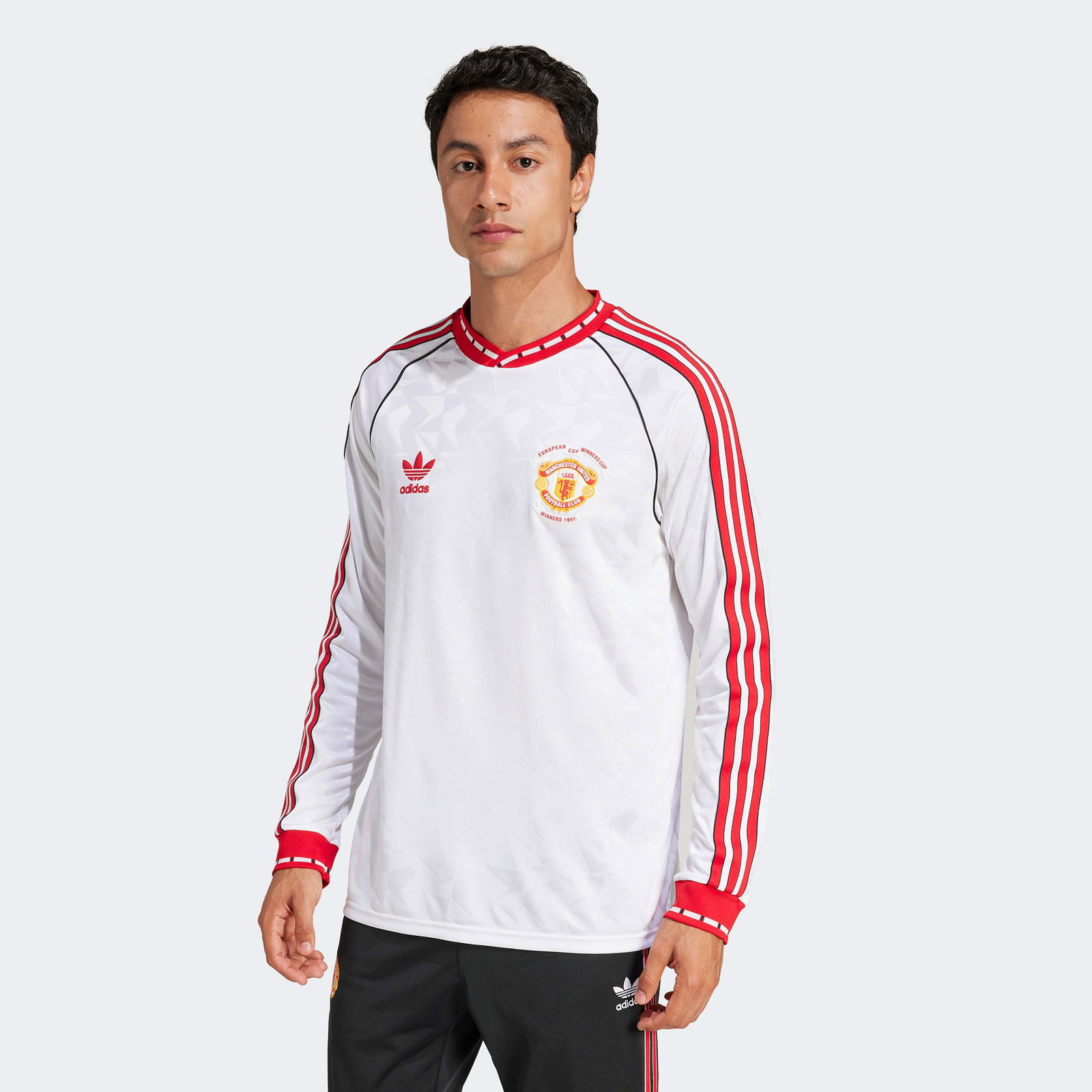 adidas Manchester United Retro Erkek Beyaz Uzun Kollu T-Shirt