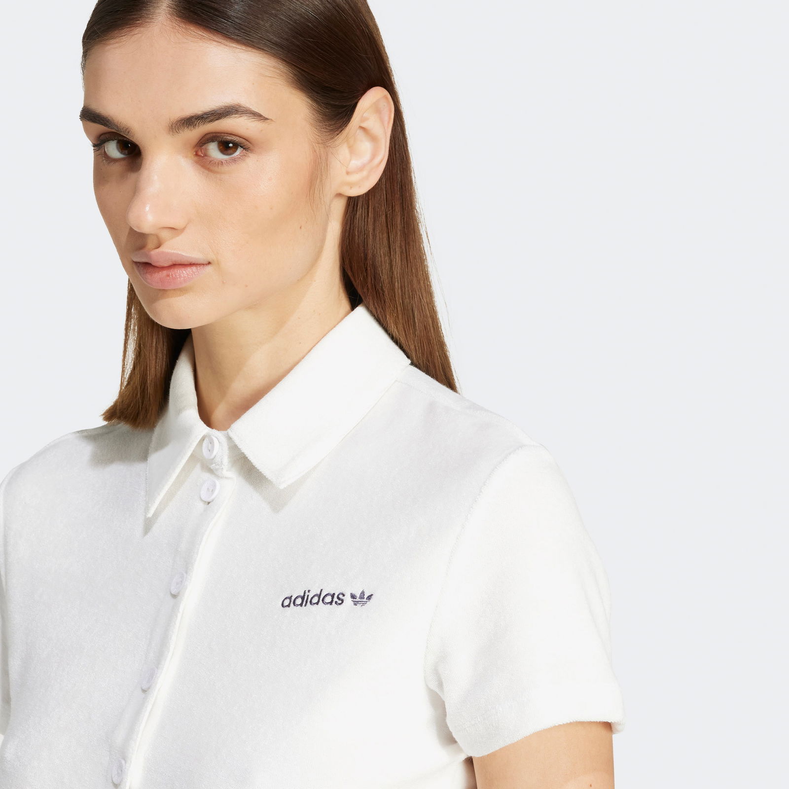 adidas Originals Kadın Beyaz Crop Gömlek