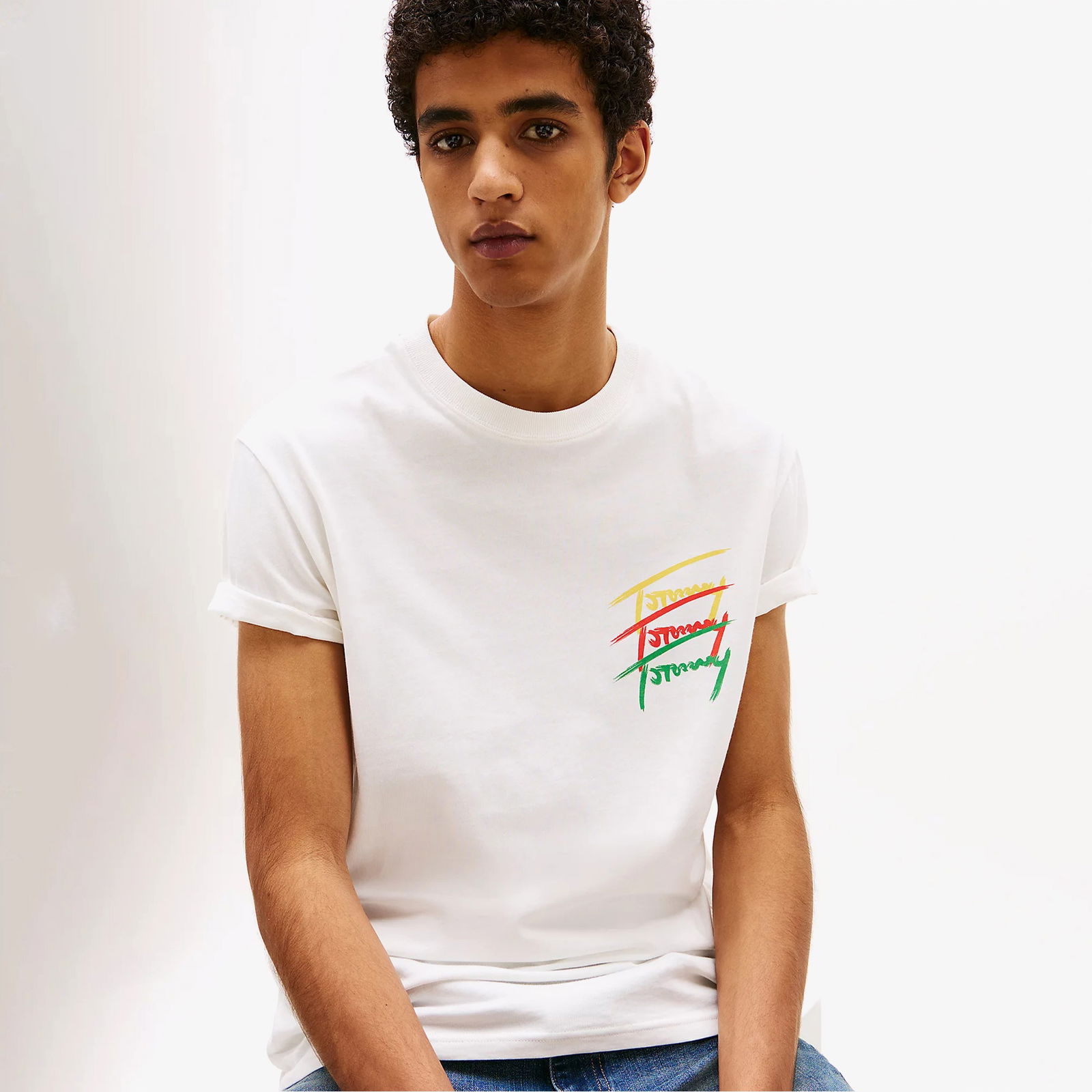 Tommy Jeans Regular Twisted Erkek Beyaz T-Shirt