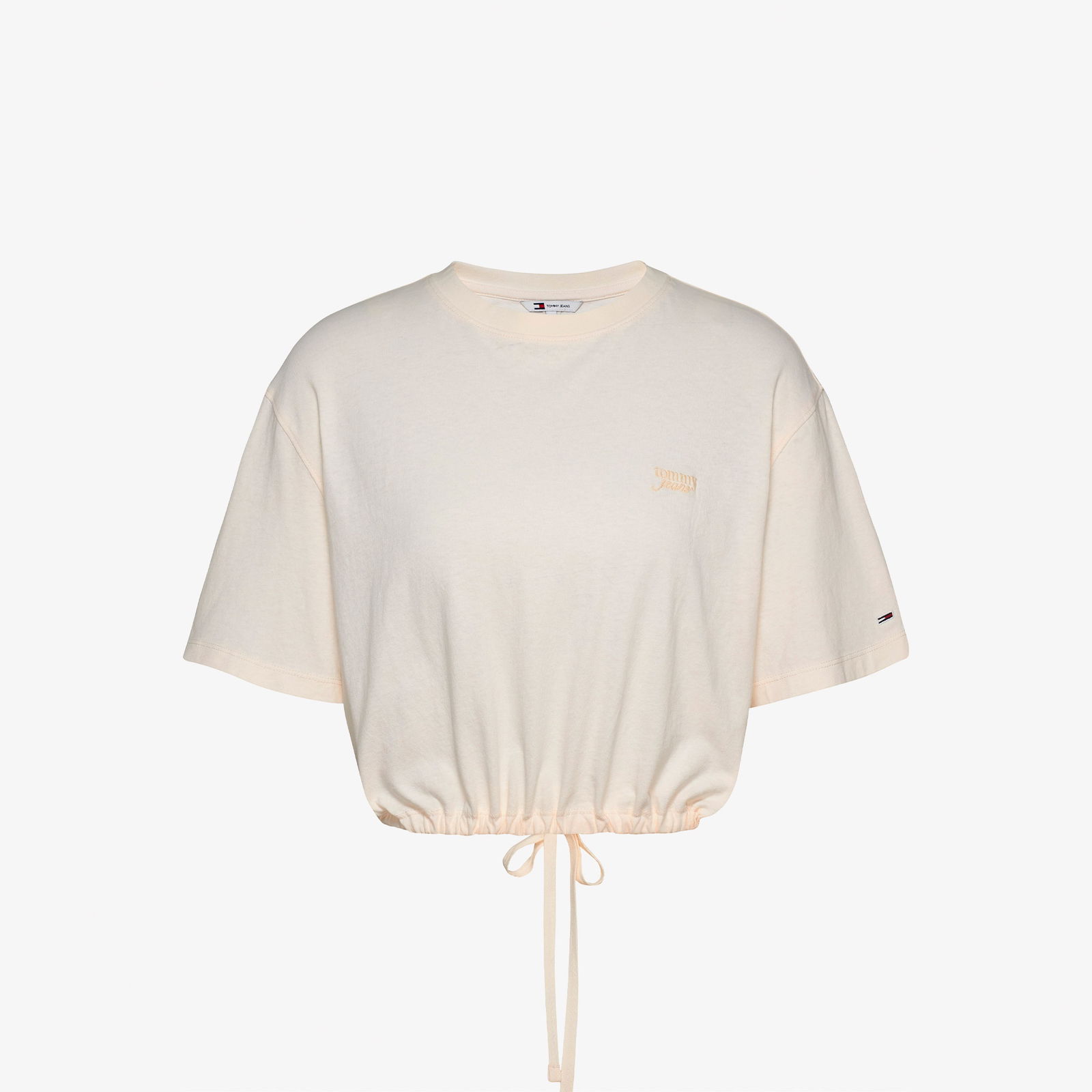 Tommy Jeans Cropped Gmd Script Open Back Kadın Beyaz T-Shirt