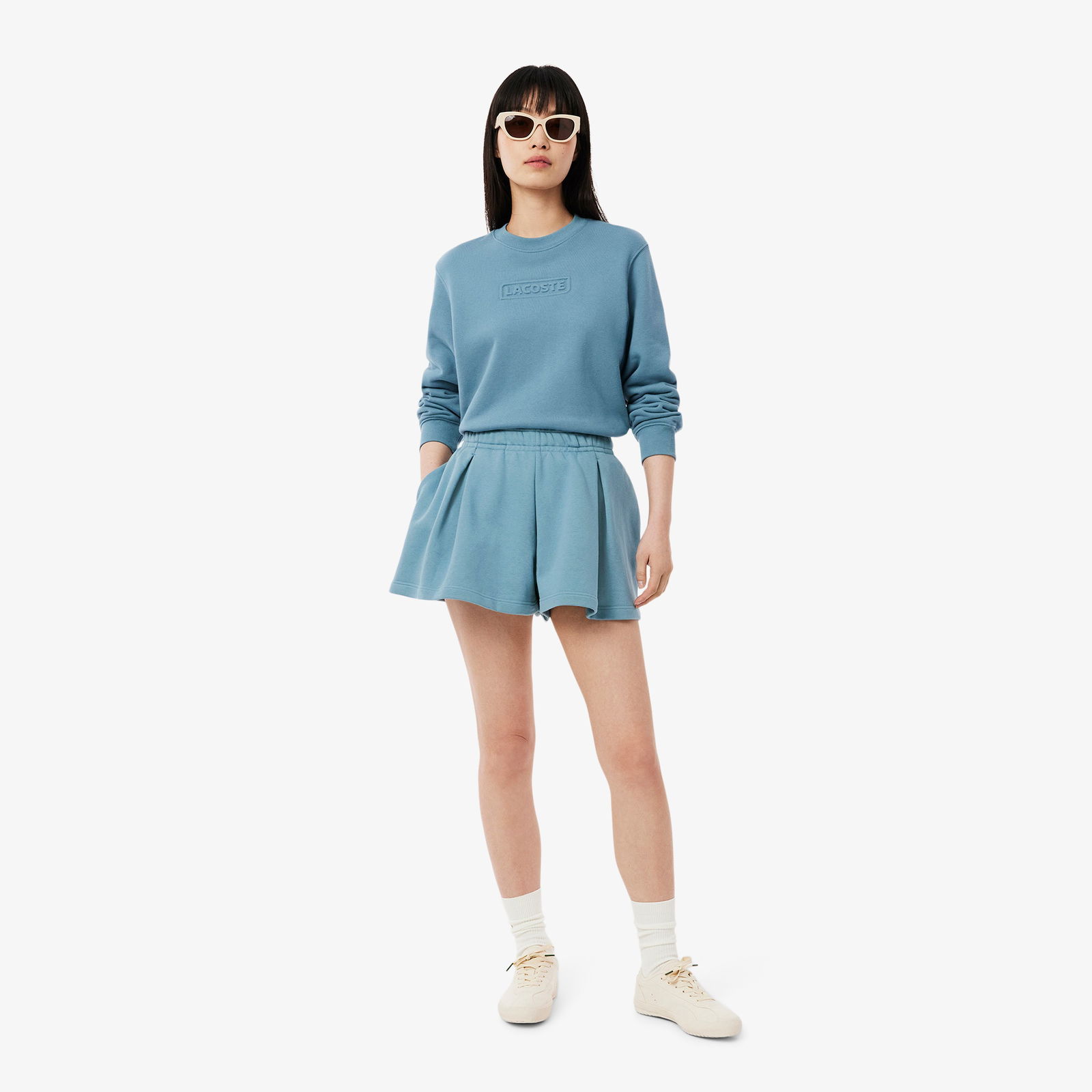 Lacoste Pleated Fleece Kadın Mavi Şort