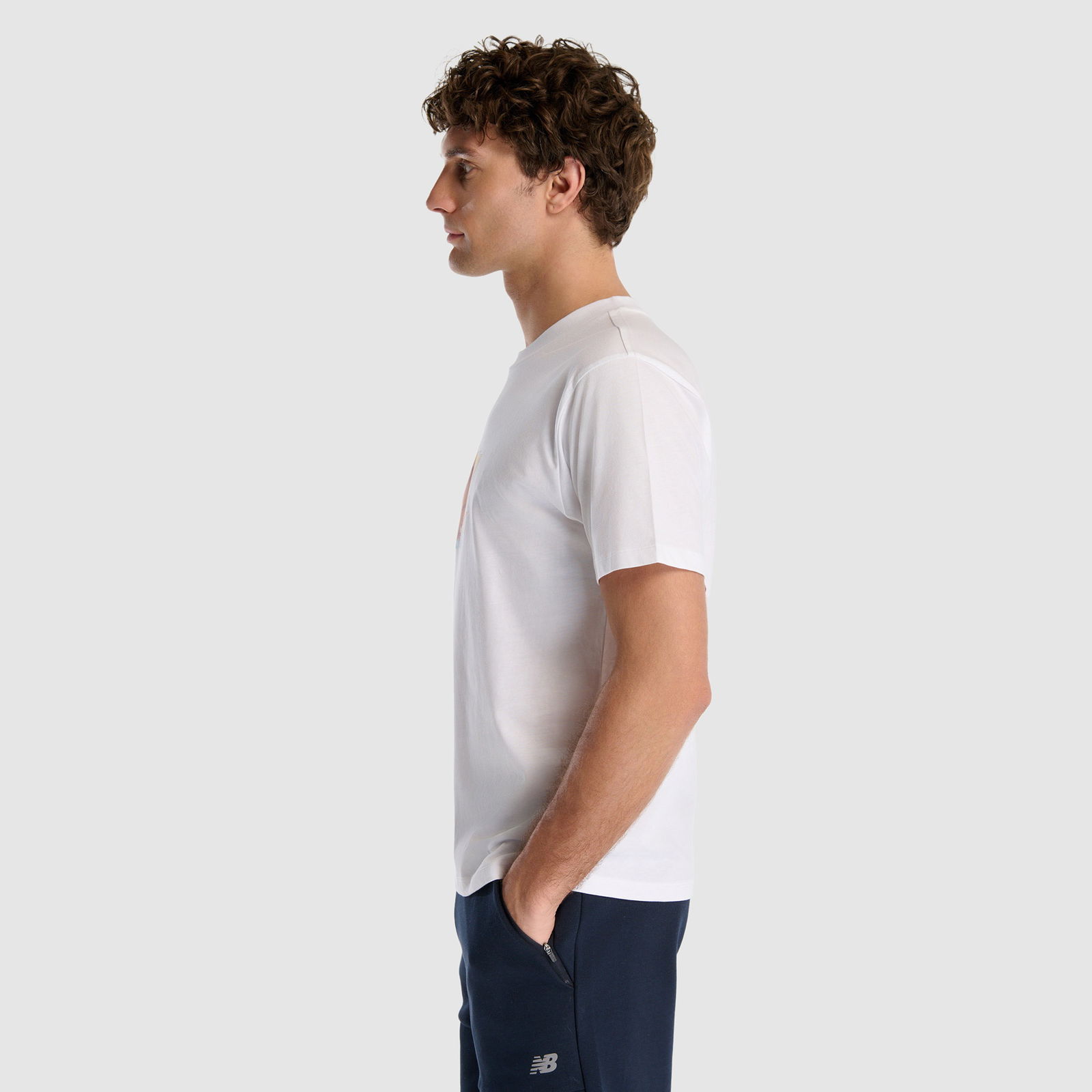New Balance Erkek Beyaz T-Shirt