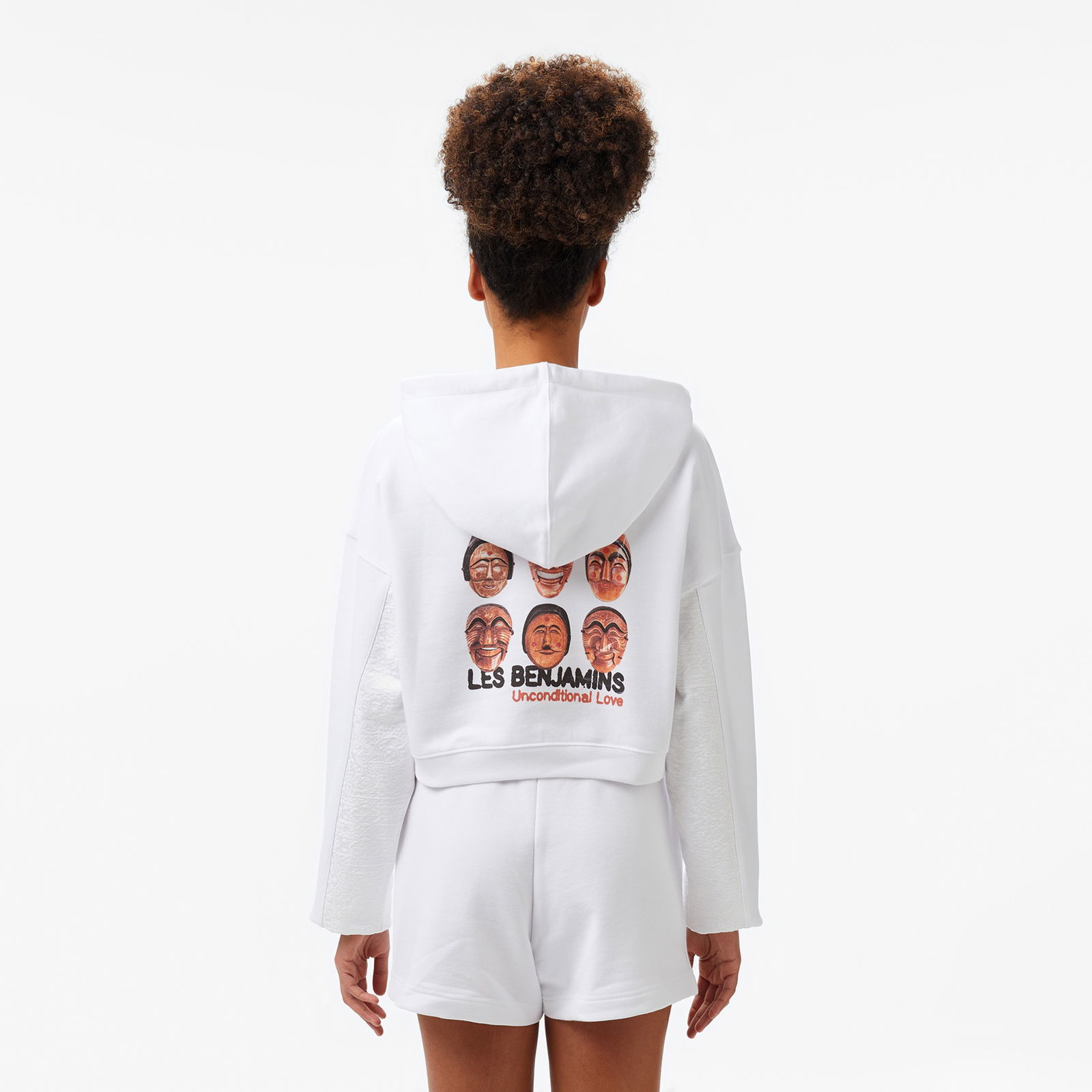 Les Benjamins Kadın Beyaz Crop Hoodie