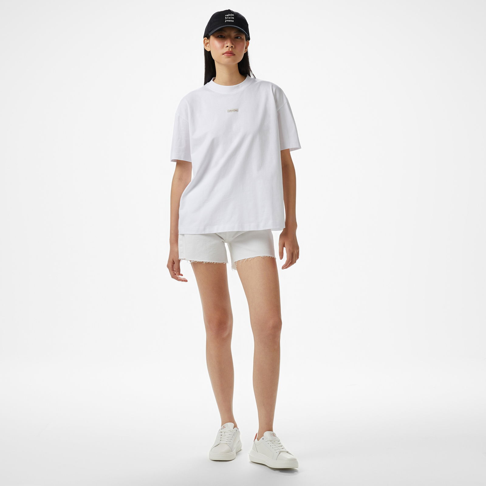 Calvin Klein Placed İnstitutional Bf Kadın Beyaz T-Shirt