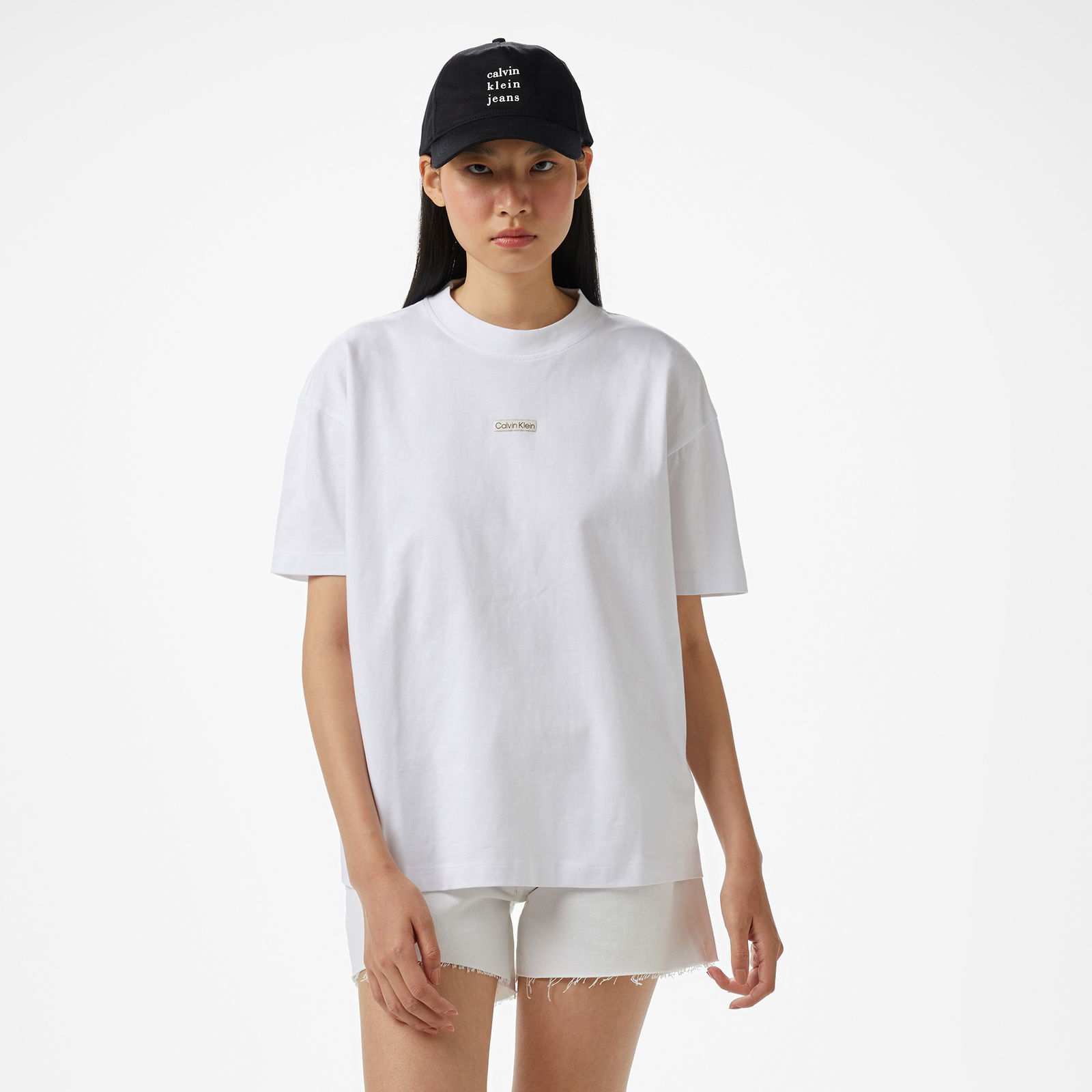 Calvin Klein Placed İnstitutional Bf Kadın Beyaz T-Shirt