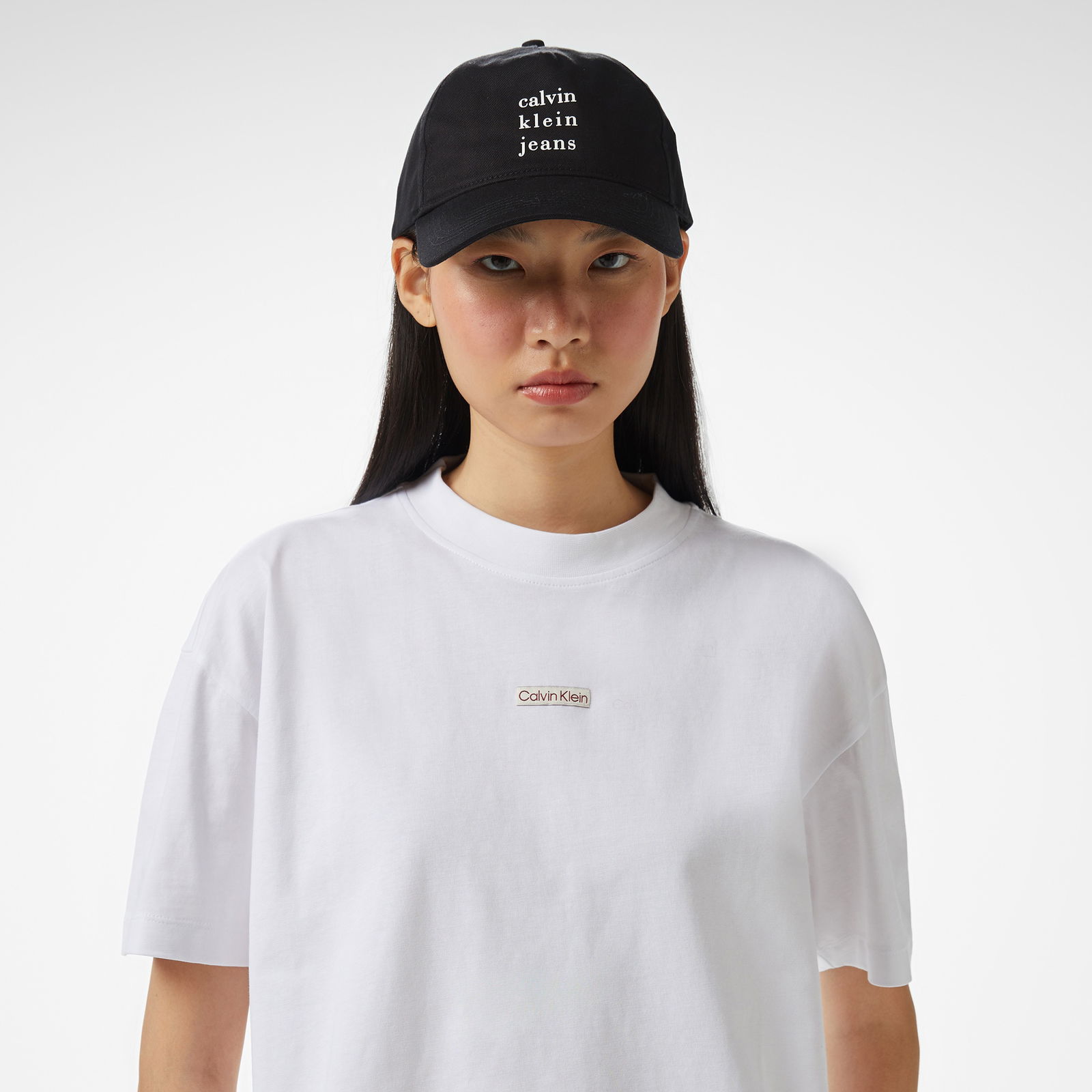 Calvin Klein Placed İnstitutional Bf Kadın Beyaz T-Shirt