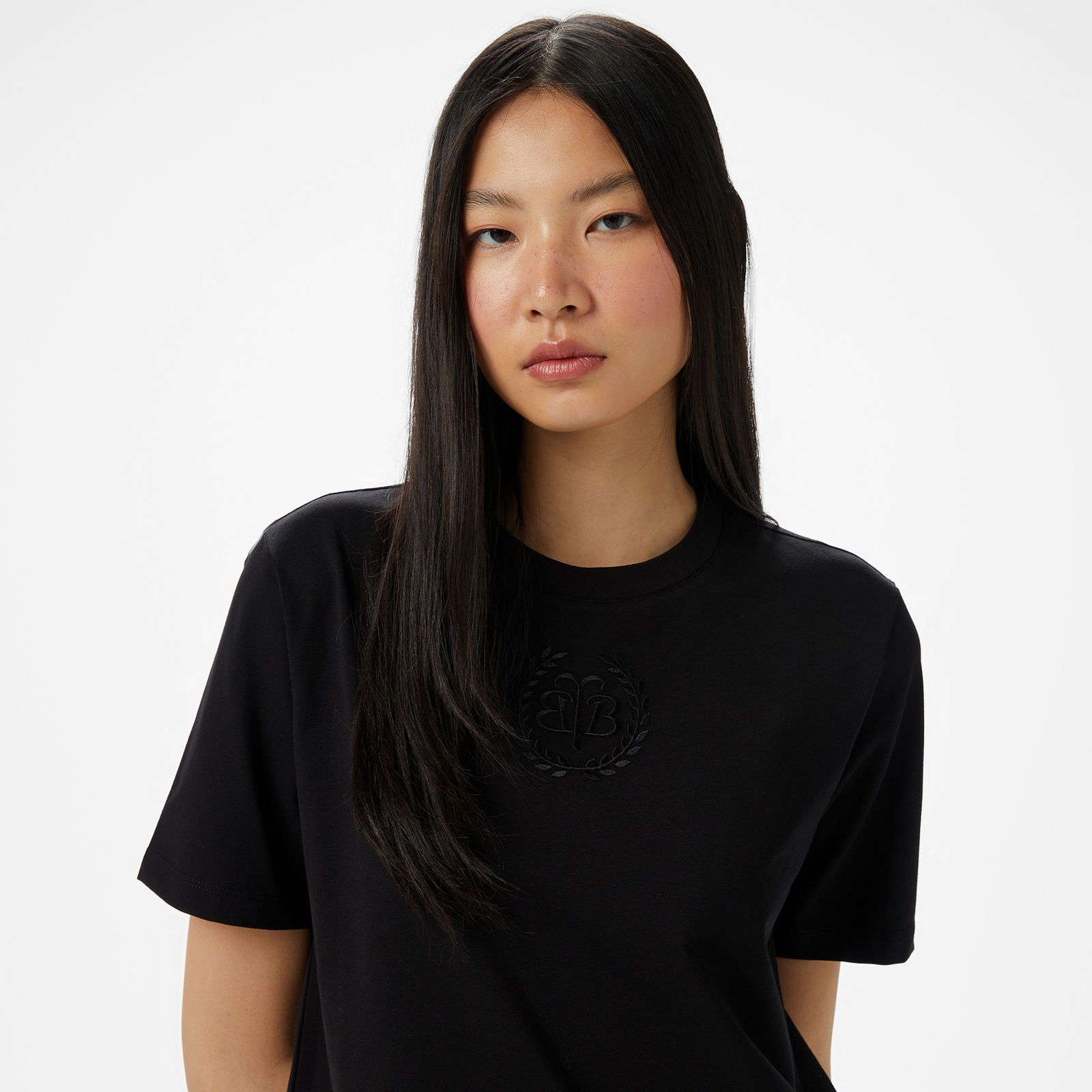 Brooks Brothers Önü Bb Nakışlı Kadın Siyah T-Shirt