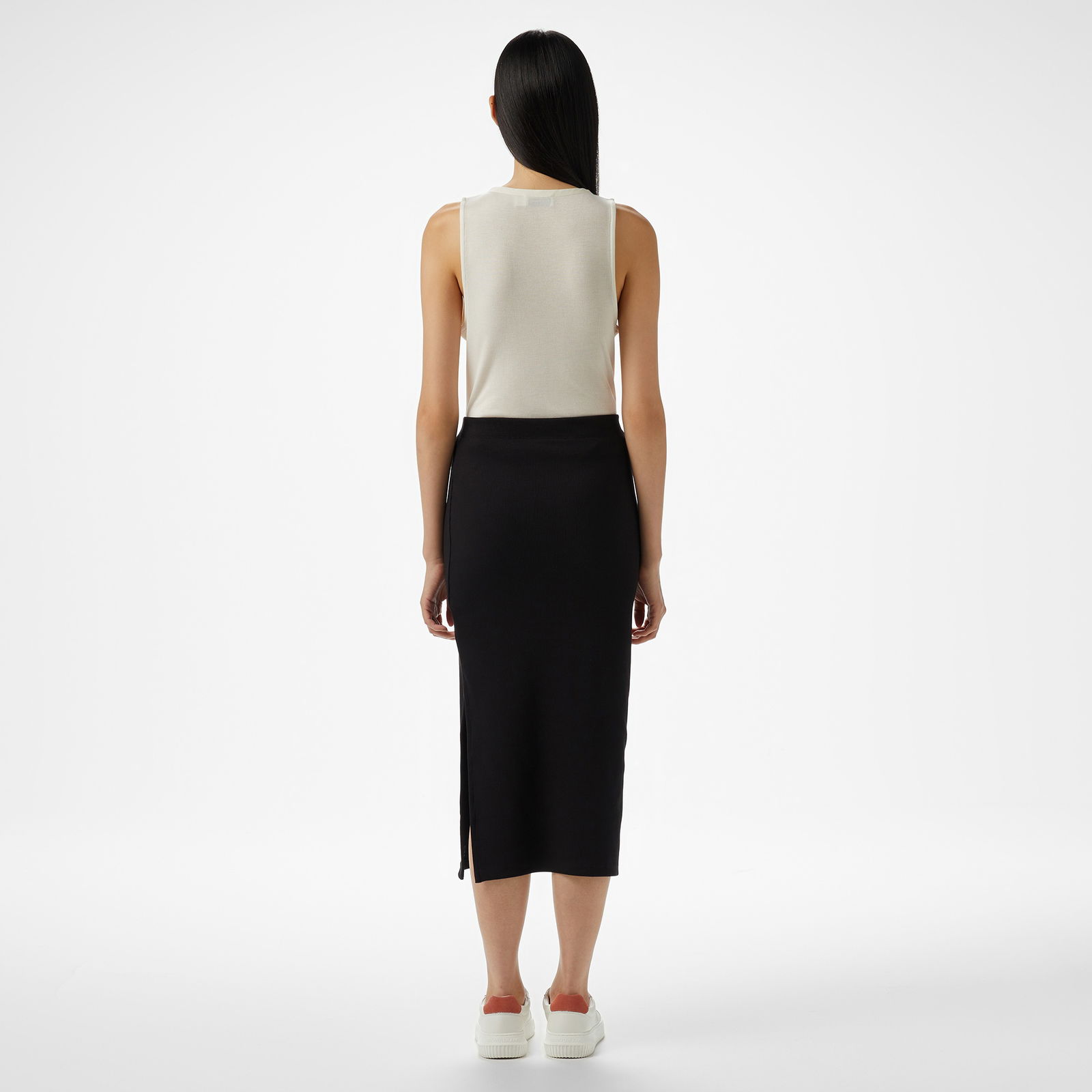 Calvin Klein Woven Label Rib Kadın Siyah Etek