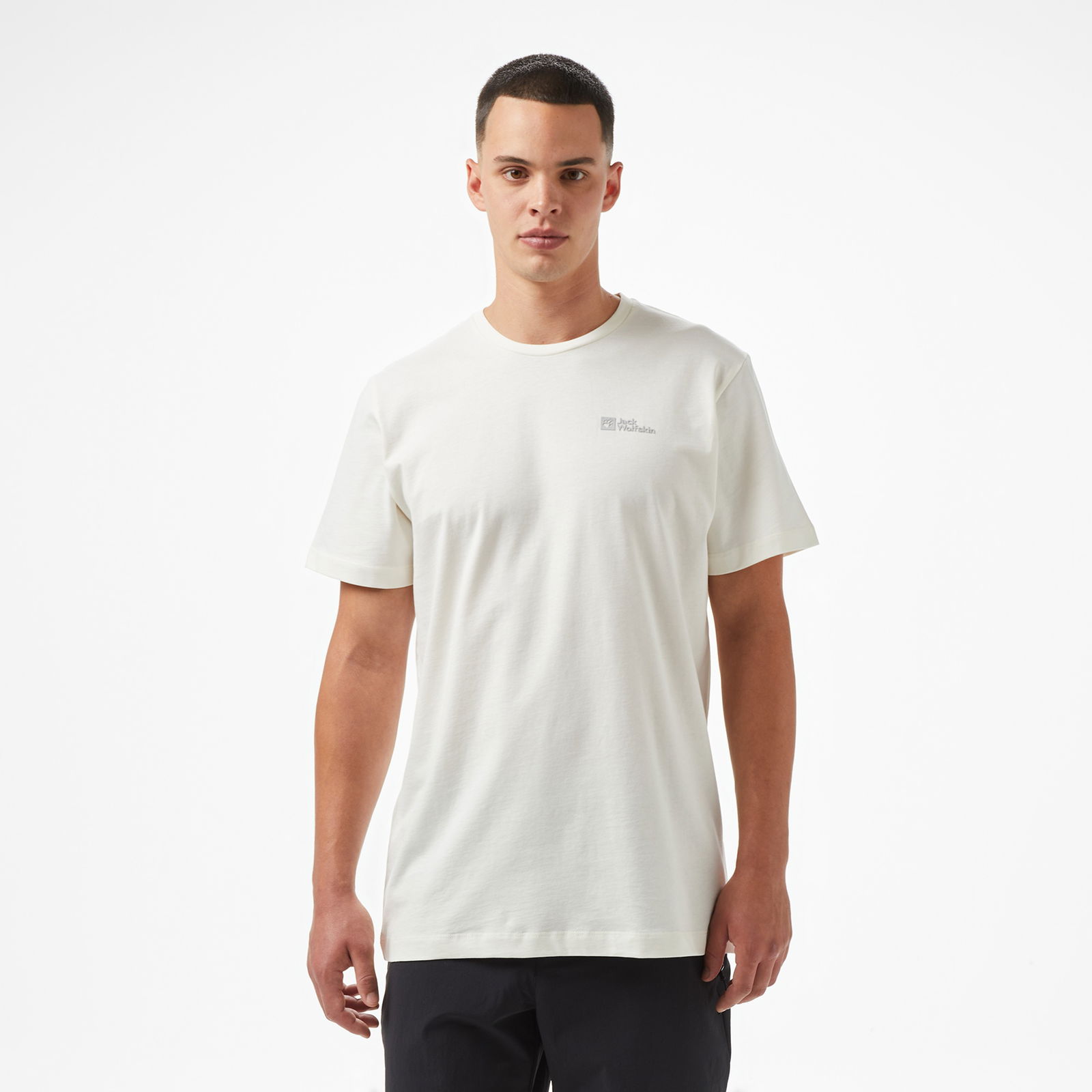 Jack Wolfskin Essential  Erkek Beyaz T-Shirt