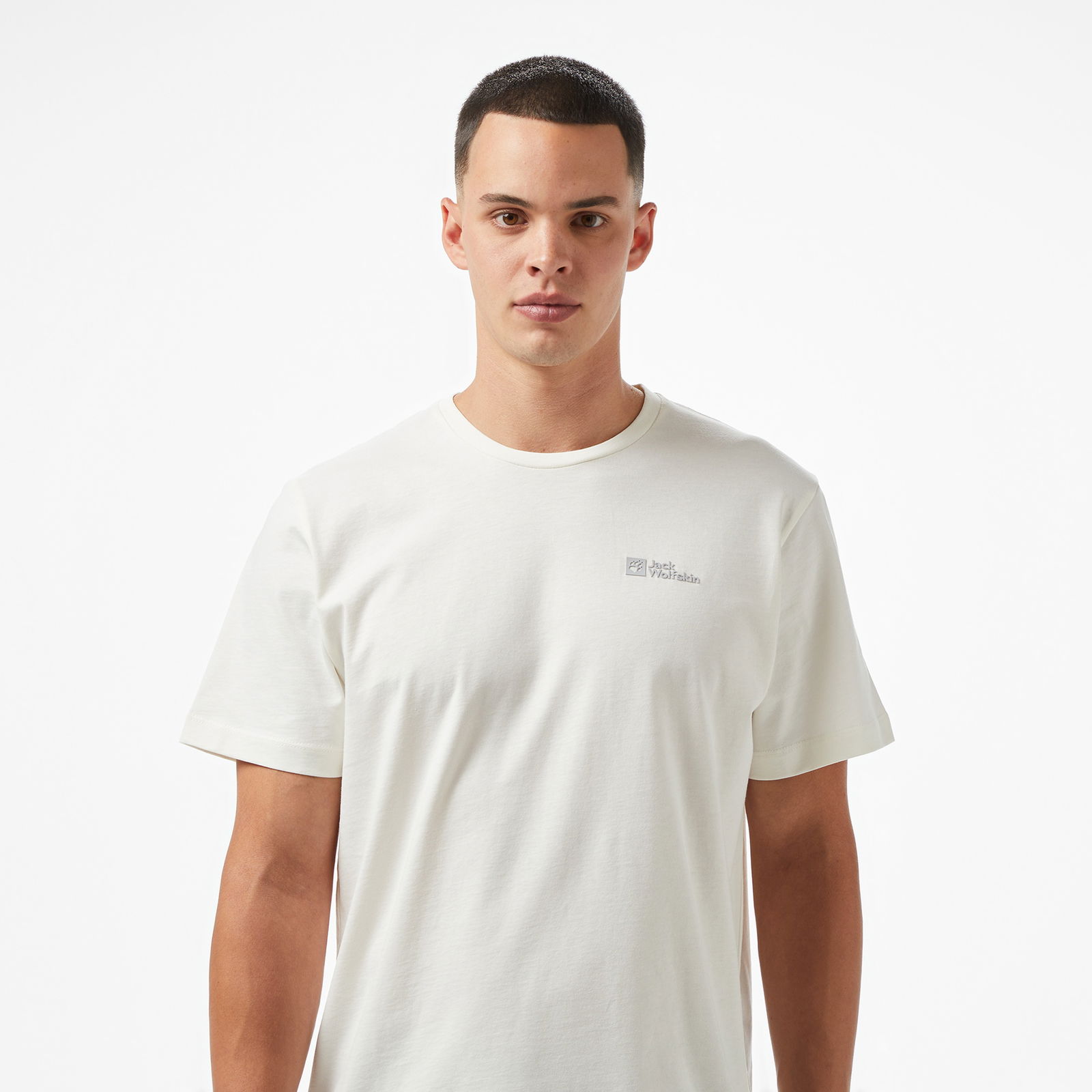 Jack Wolfskin Essential  Erkek Beyaz T-Shirt