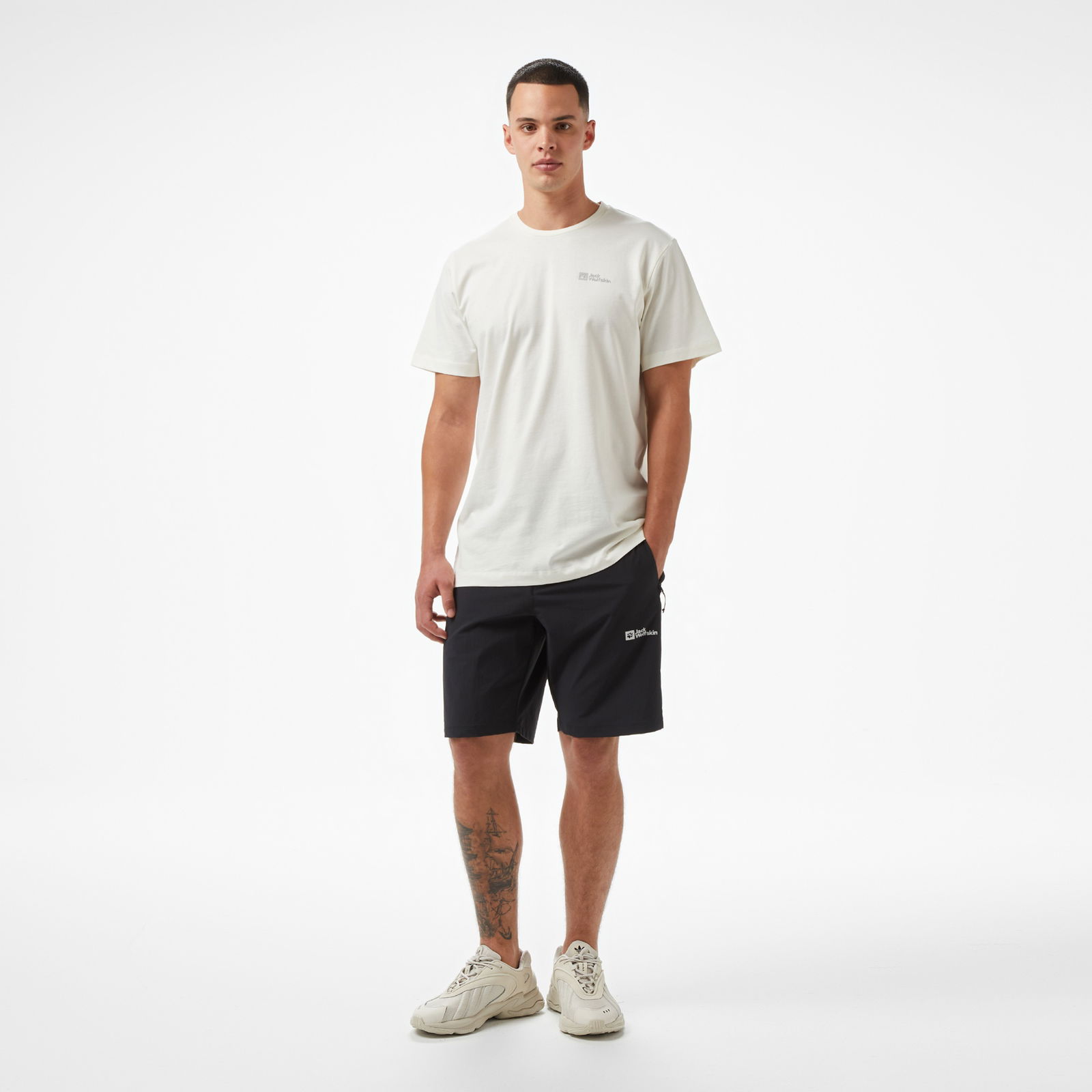 Jack Wolfskin Essential  Erkek Beyaz T-Shirt
