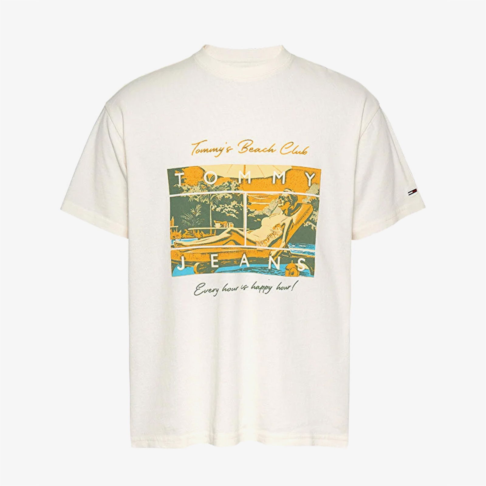 Tommy Jeans Rlx Beach Club Graphic Erkek Beyaz T-Shirt
