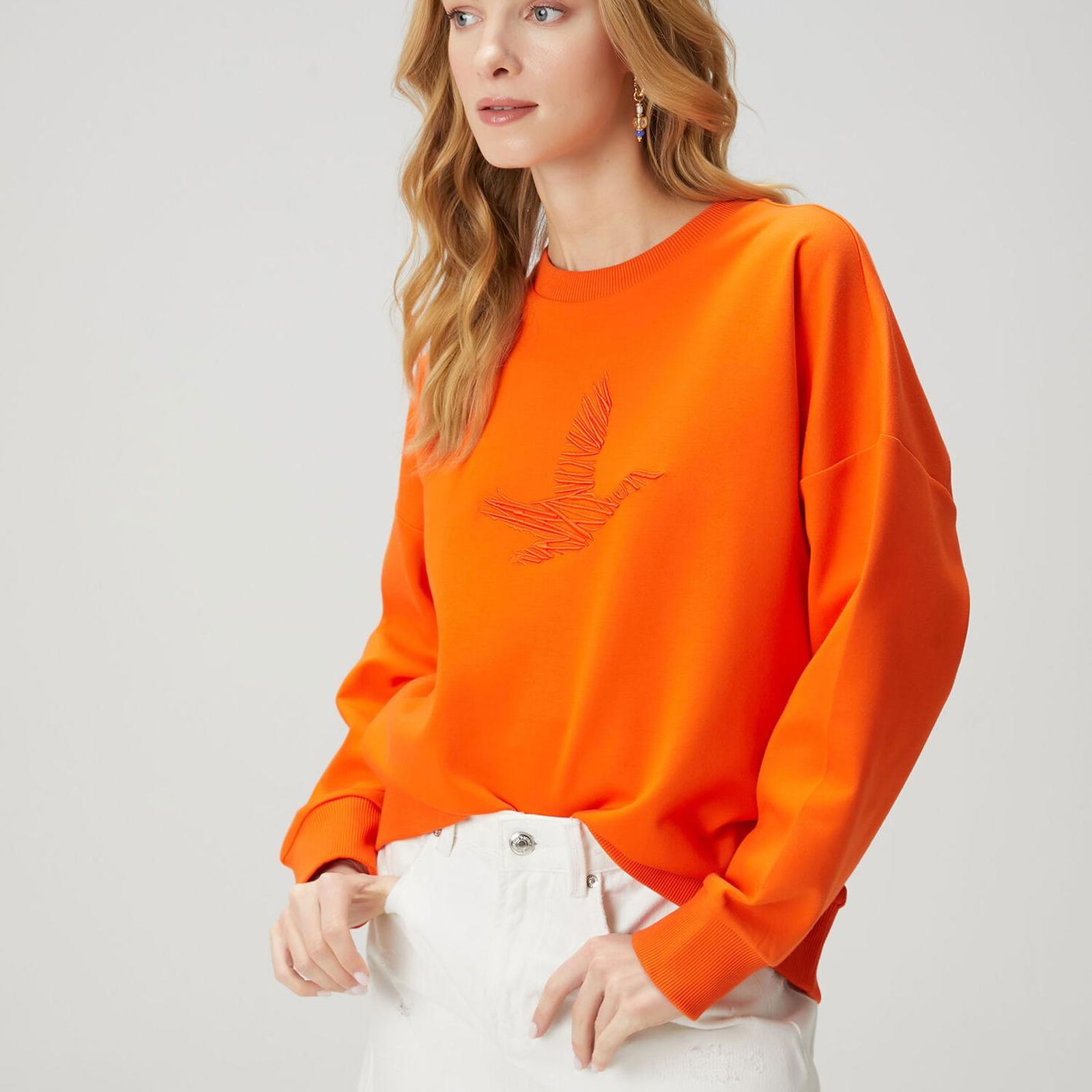 Beymen Club Kadin Oversize Mercan Logo Nakışlı Sweatshirt