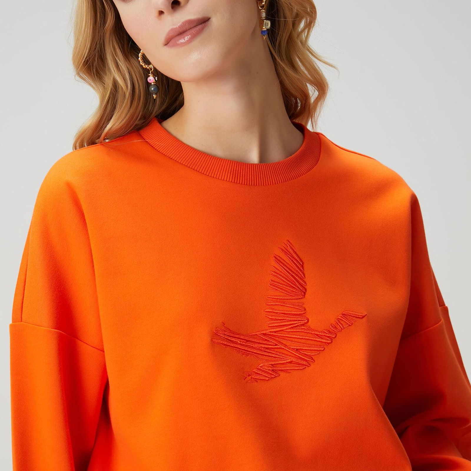 Beymen Club Kadin Oversize Mercan Logo Nakışlı Sweatshirt