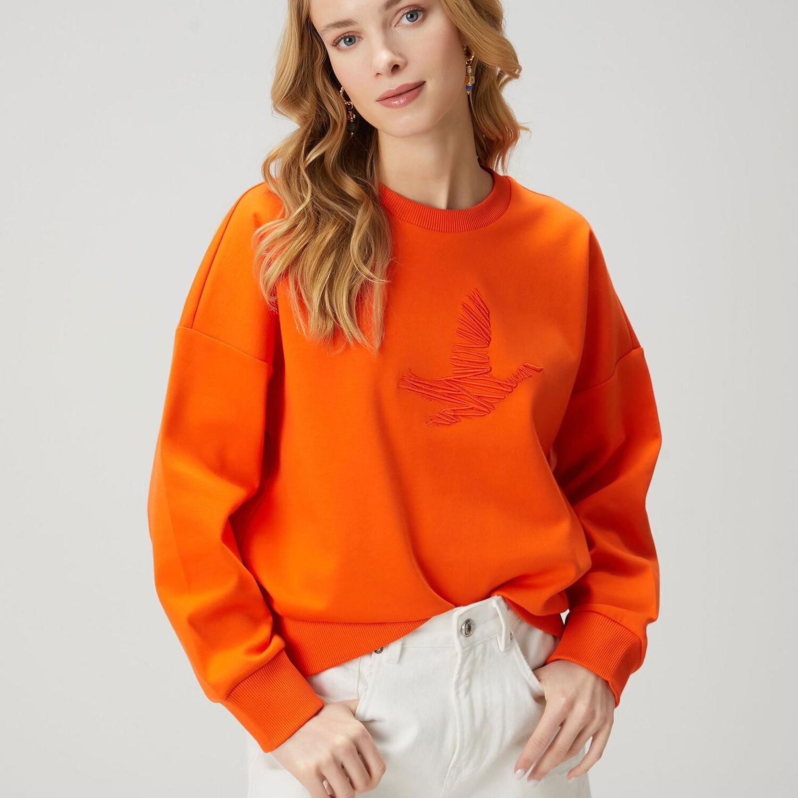 Beymen Club Kadin Oversize Mercan Logo Nakışlı Sweatshirt