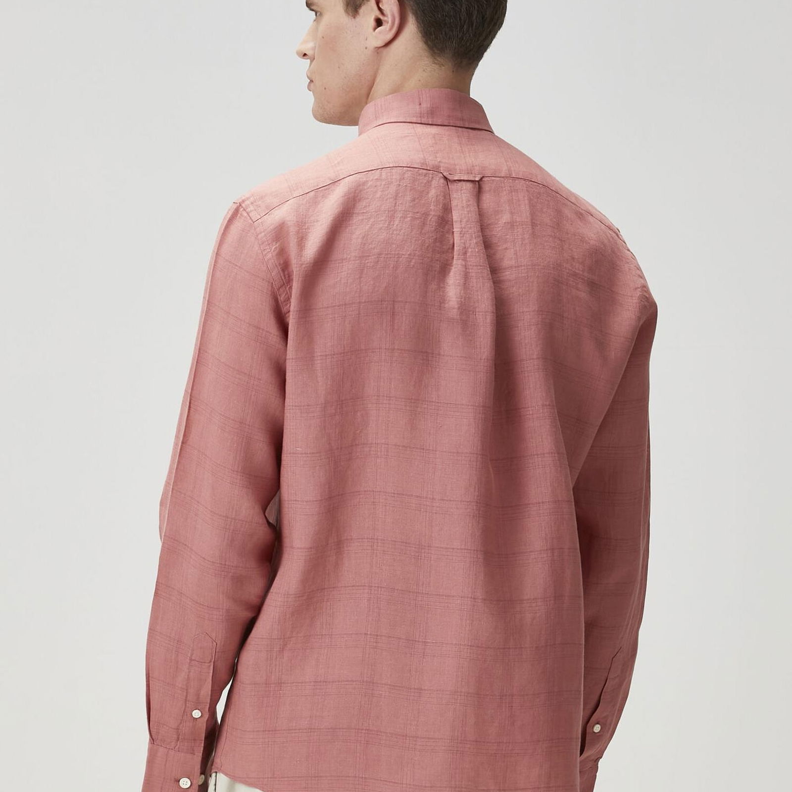 Beymen Club Erkek Comfort Fit Koyu Pembe Ekose Desenli Keten Gömlek