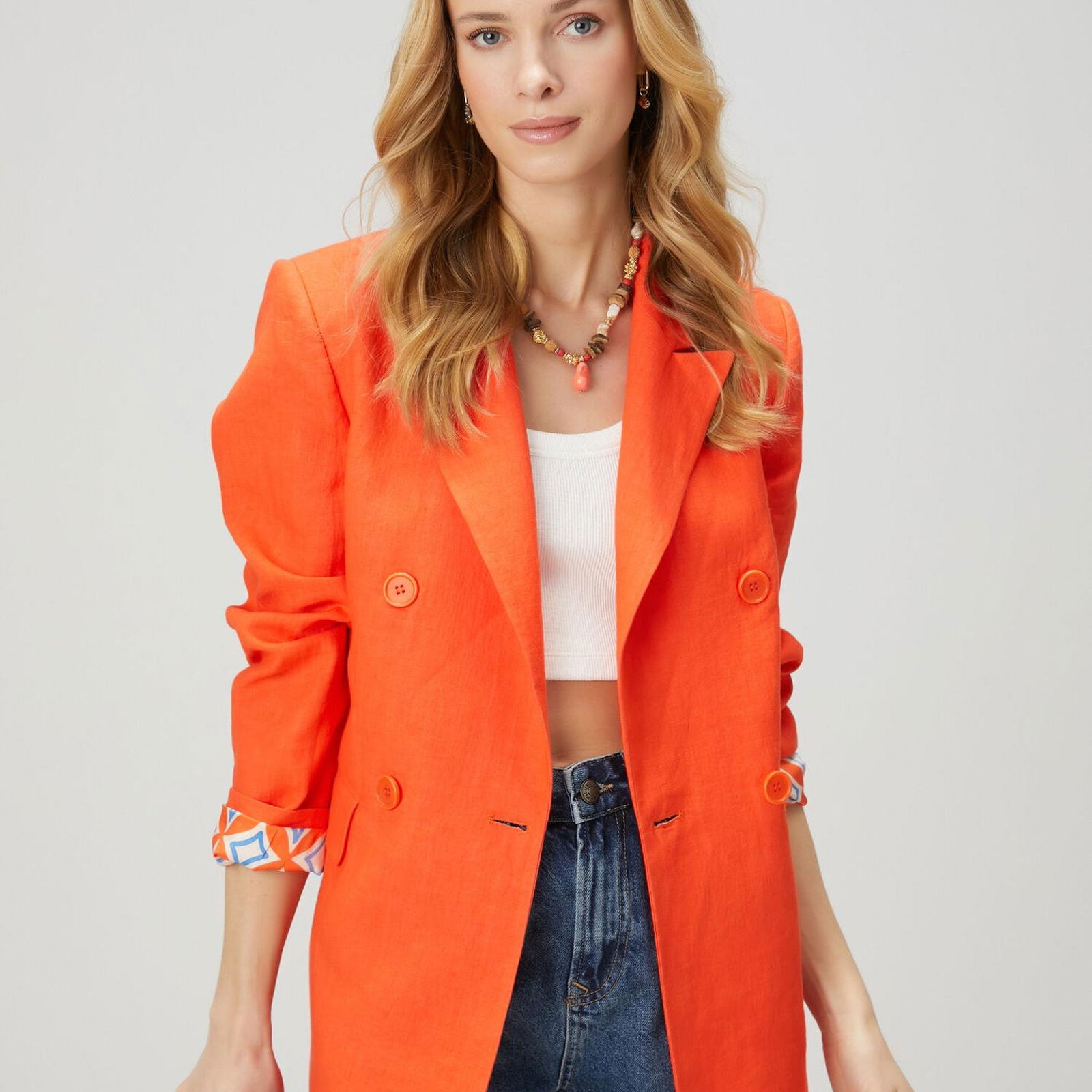 Beymen Club Kadin Mercan Keten Blazer