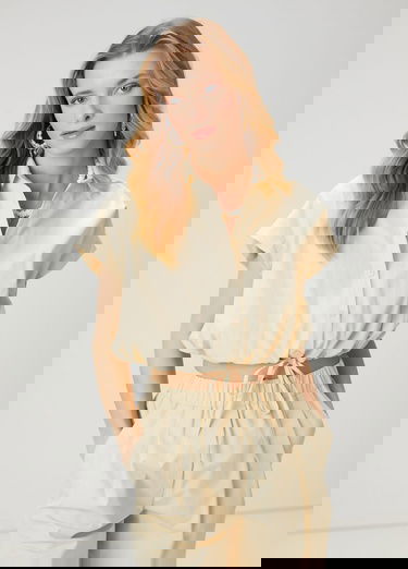  Beymen Club Kadin Krem Büzgülü Crop Gömlek