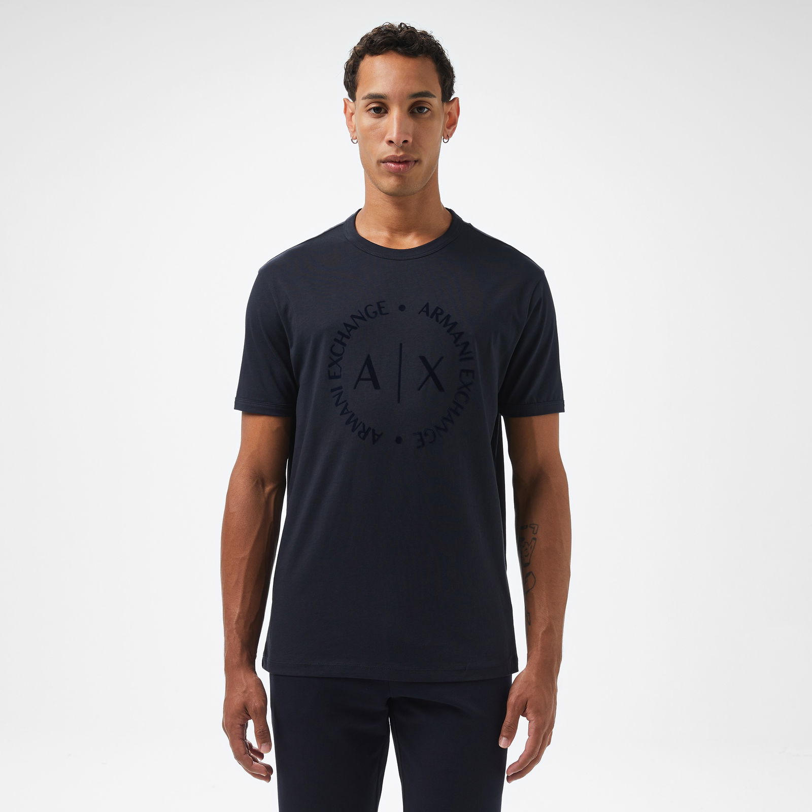 Armani Exchange Erkek Lacivert Bisiklet Yaka T-Shirt