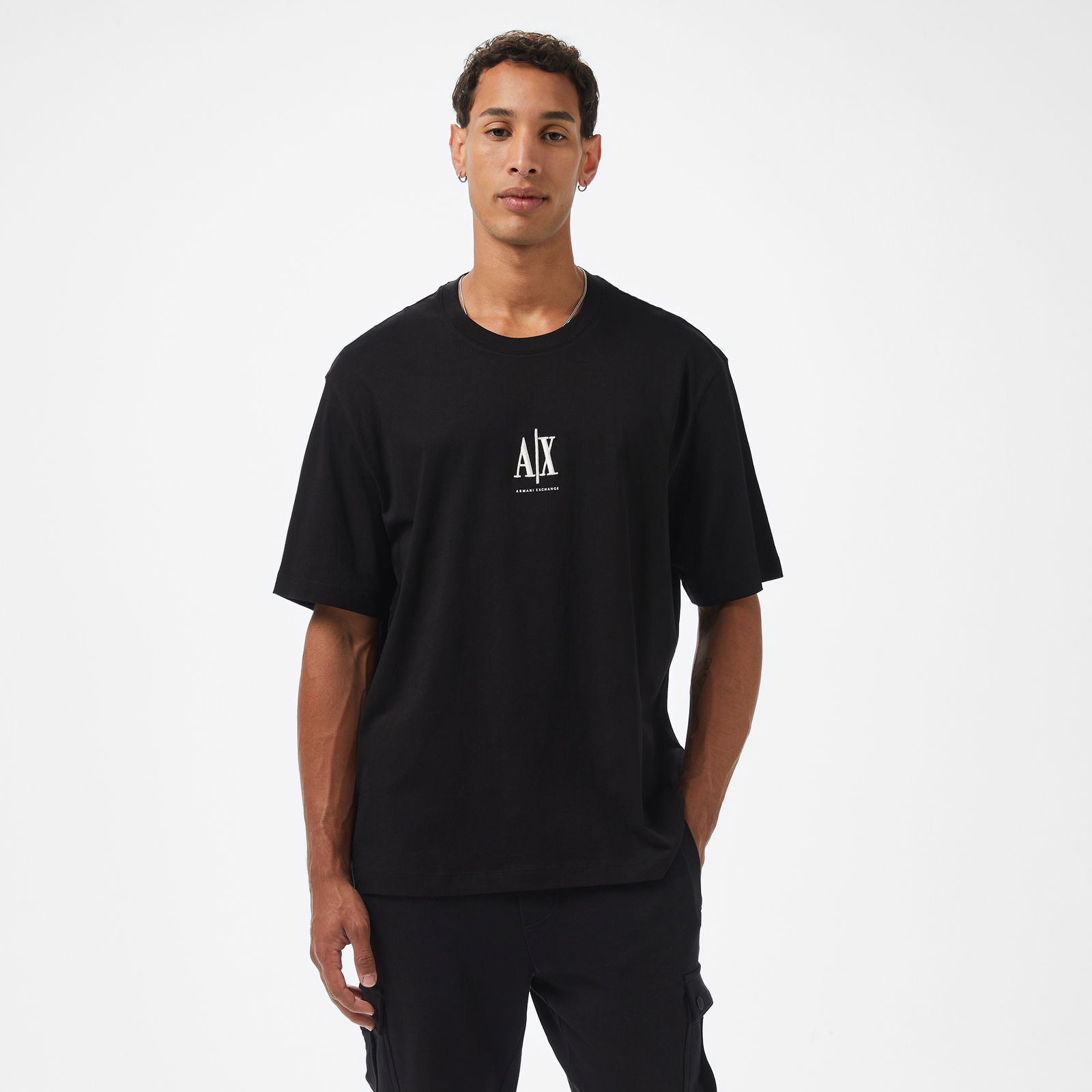 Armani Exchange Erkek Siyah Bisiklet Yaka T-Shirt